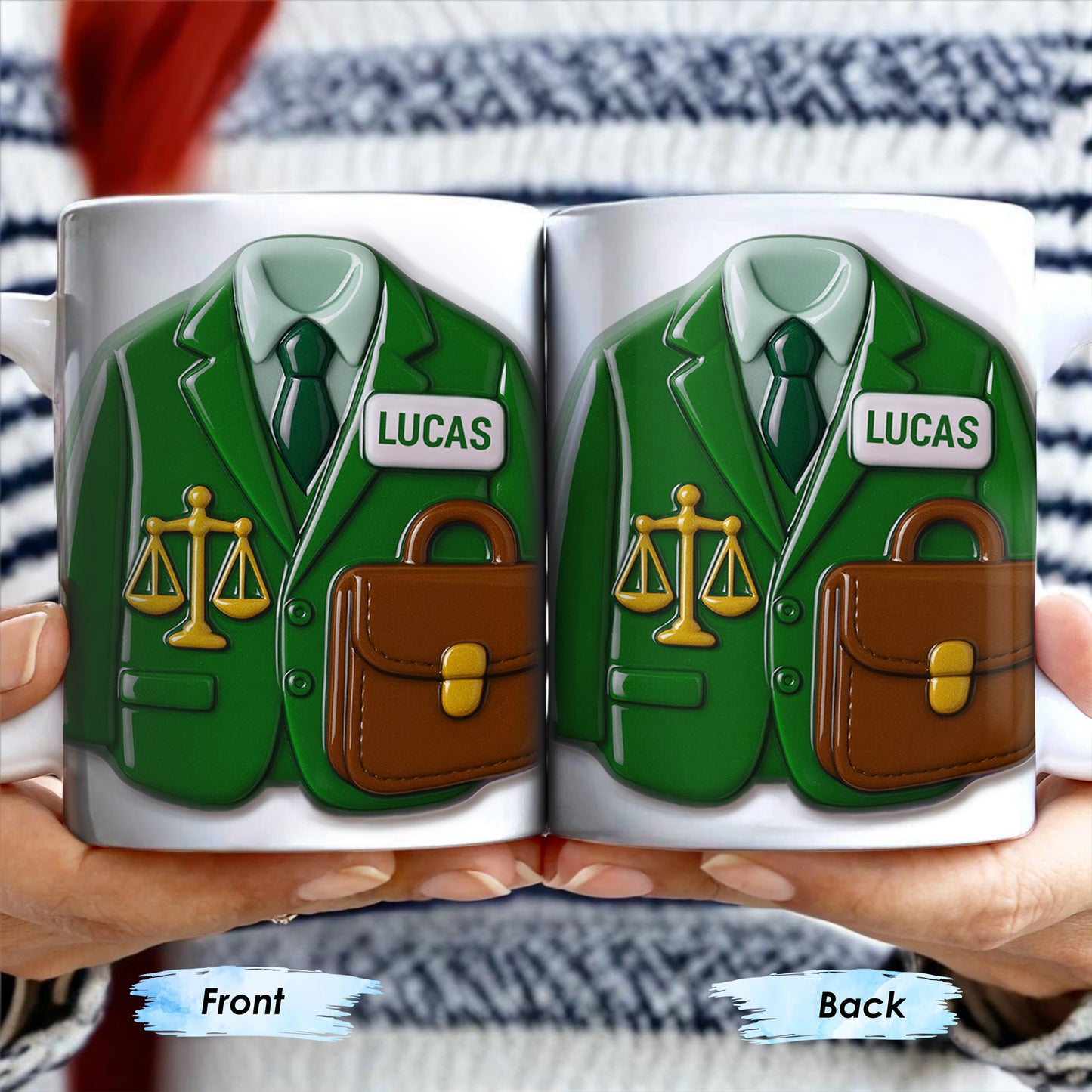 Customizable Lawyer-Themed Coffee Mug With Scales of Justice and Briefcase
