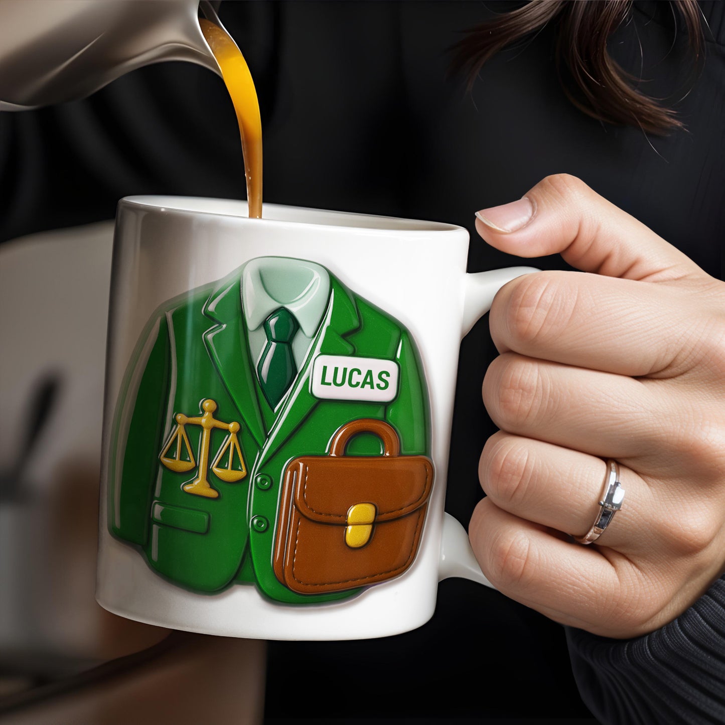 Customizable Lawyer-Themed Coffee Mug With Scales of Justice and Briefcase