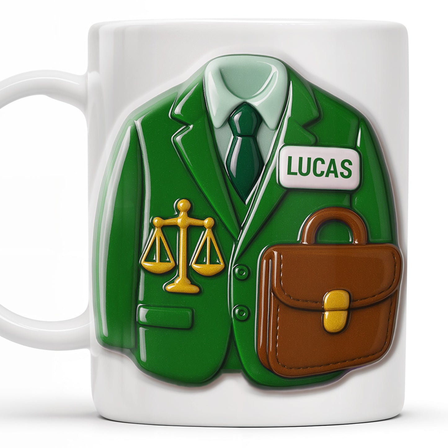 Customizable Lawyer-Themed Coffee Mug With Scales of Justice and Briefcase