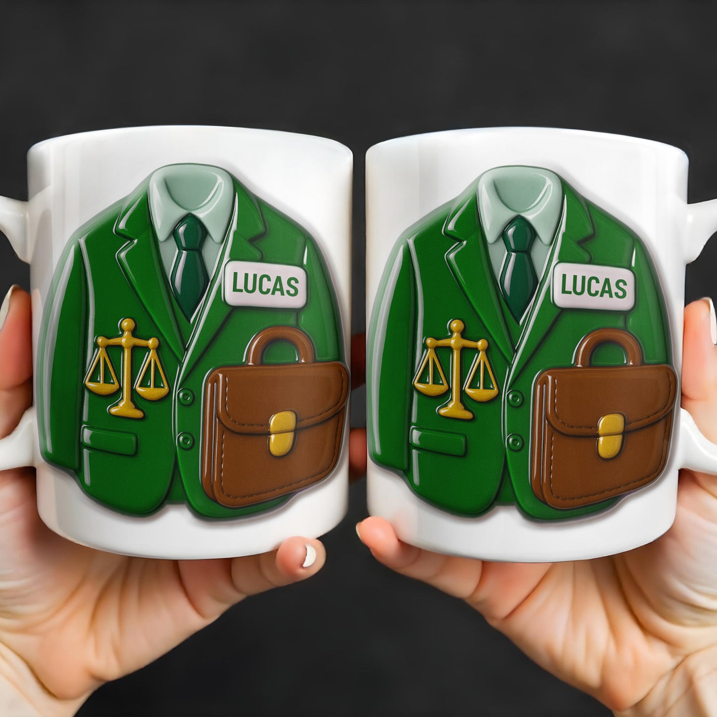 Customizable Lawyer-Themed Coffee Mug With Scales of Justice and Briefcase