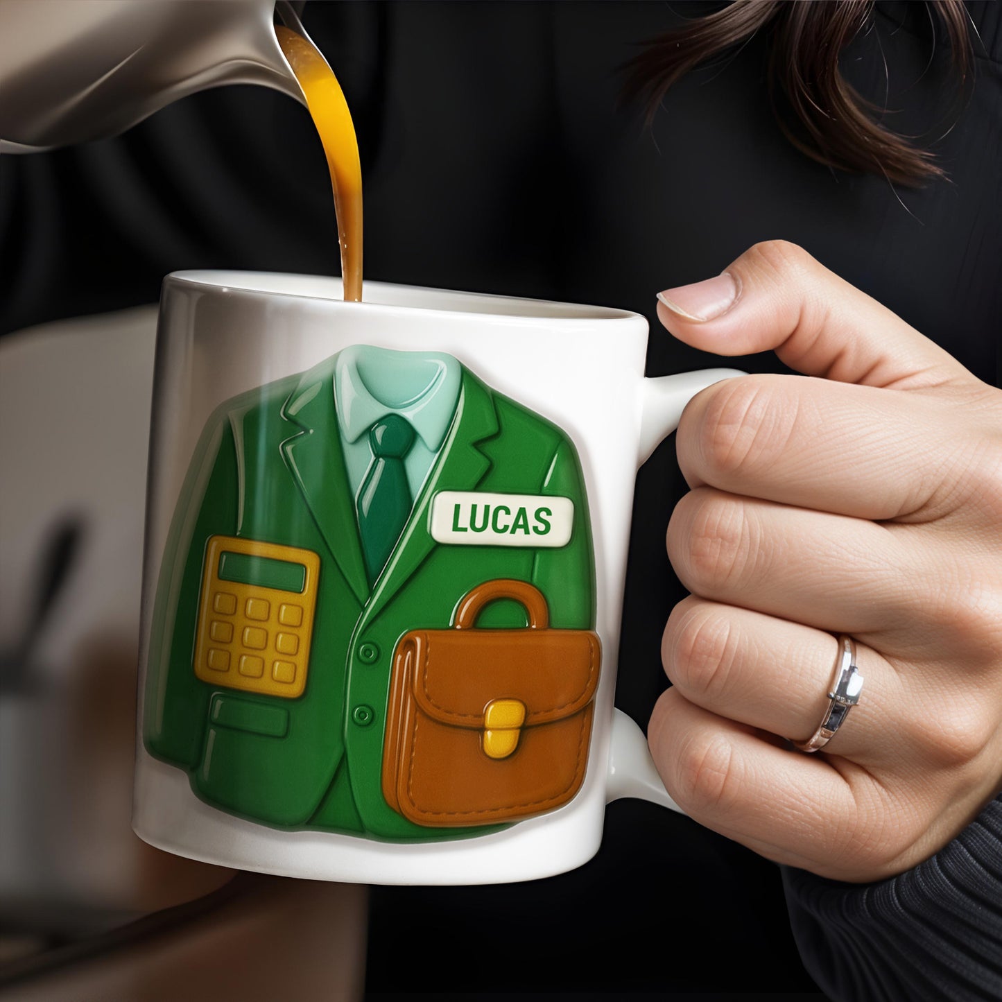 Elevate Your Coffee Experience With Suit and Calculator Design
