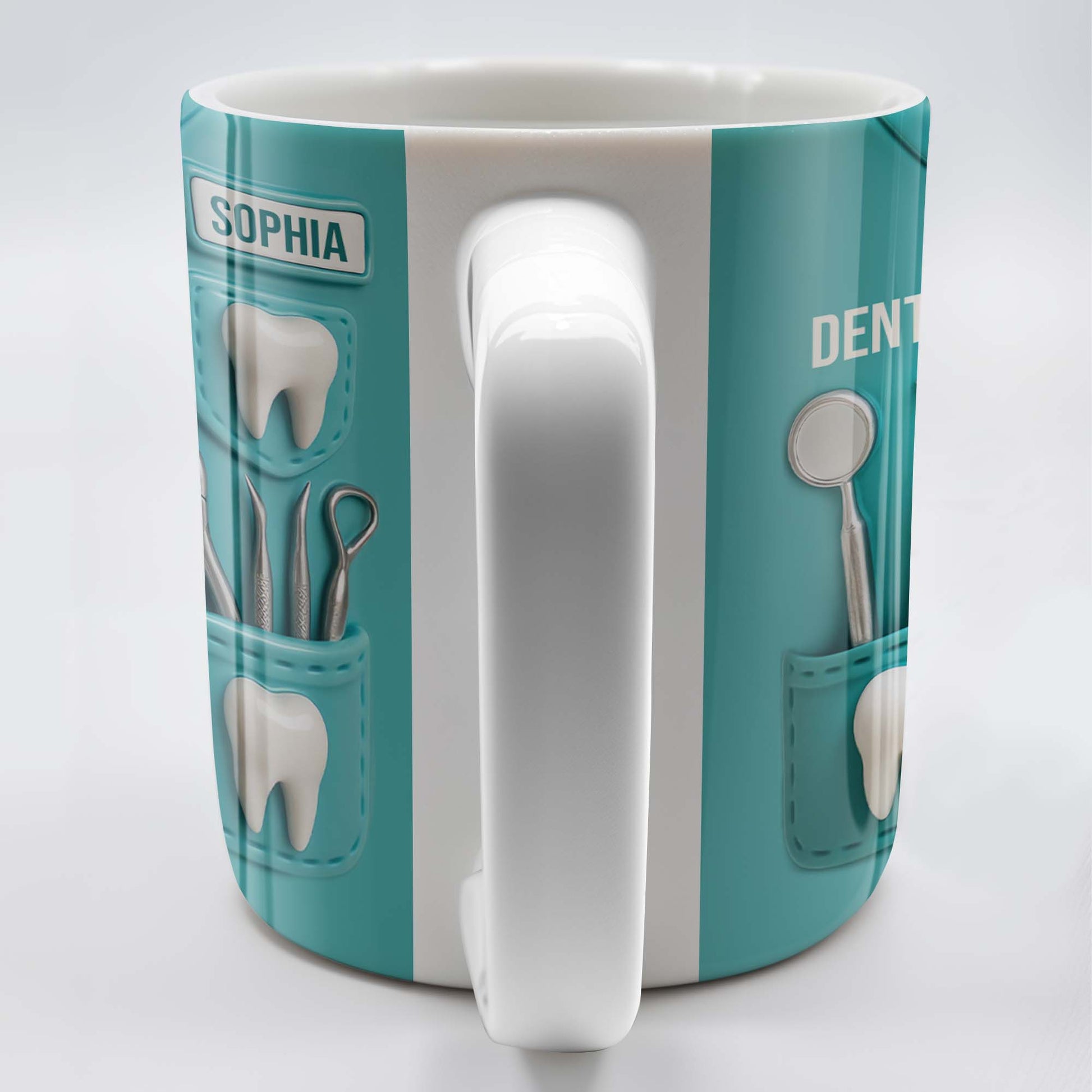 Dental Coffee Mug Featuring Dental Equipment Designs