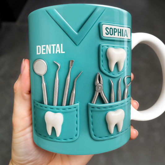 Dental Coffee Mug Featuring Dental Equipment Designs