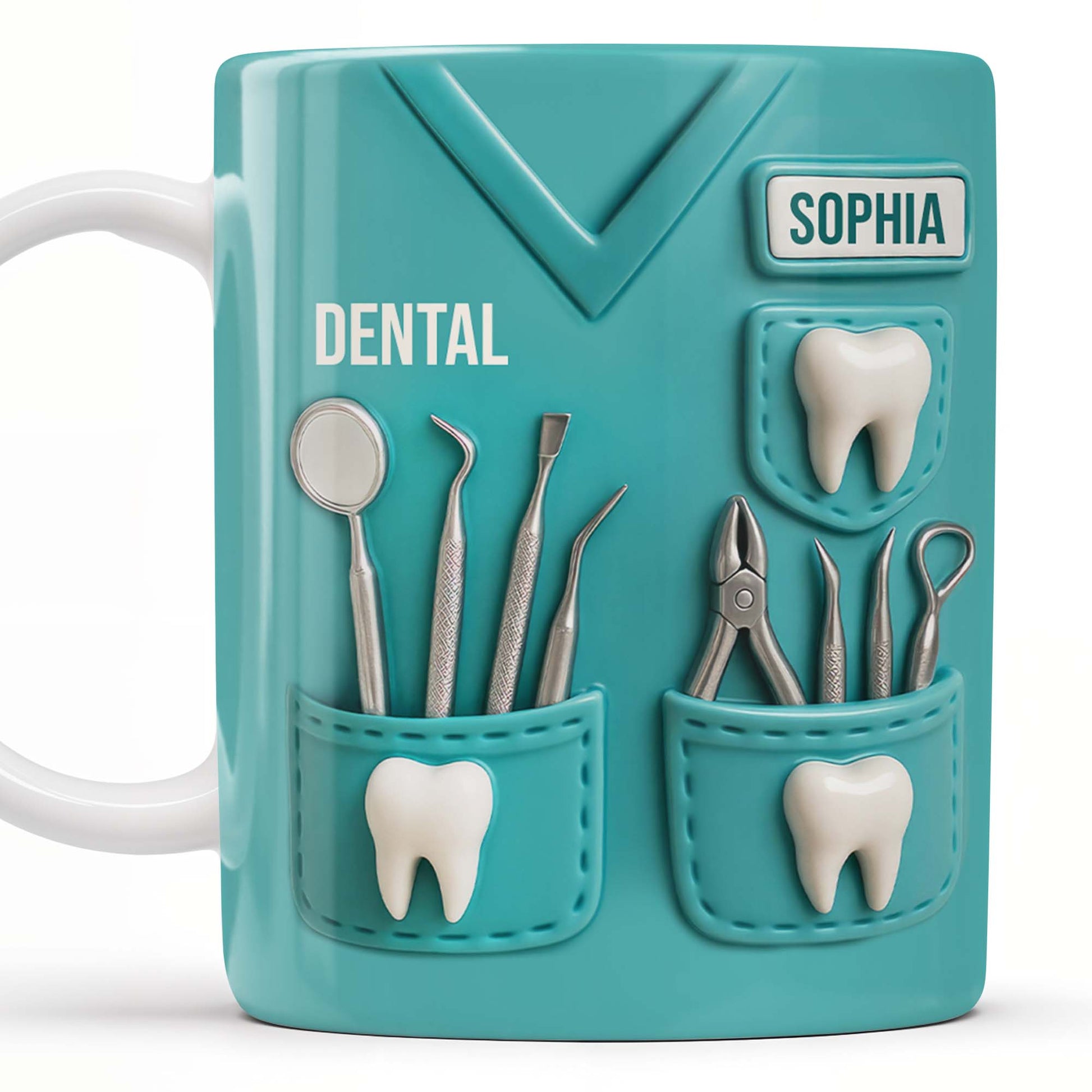 Dental Coffee Mug Featuring Dental Equipment Designs