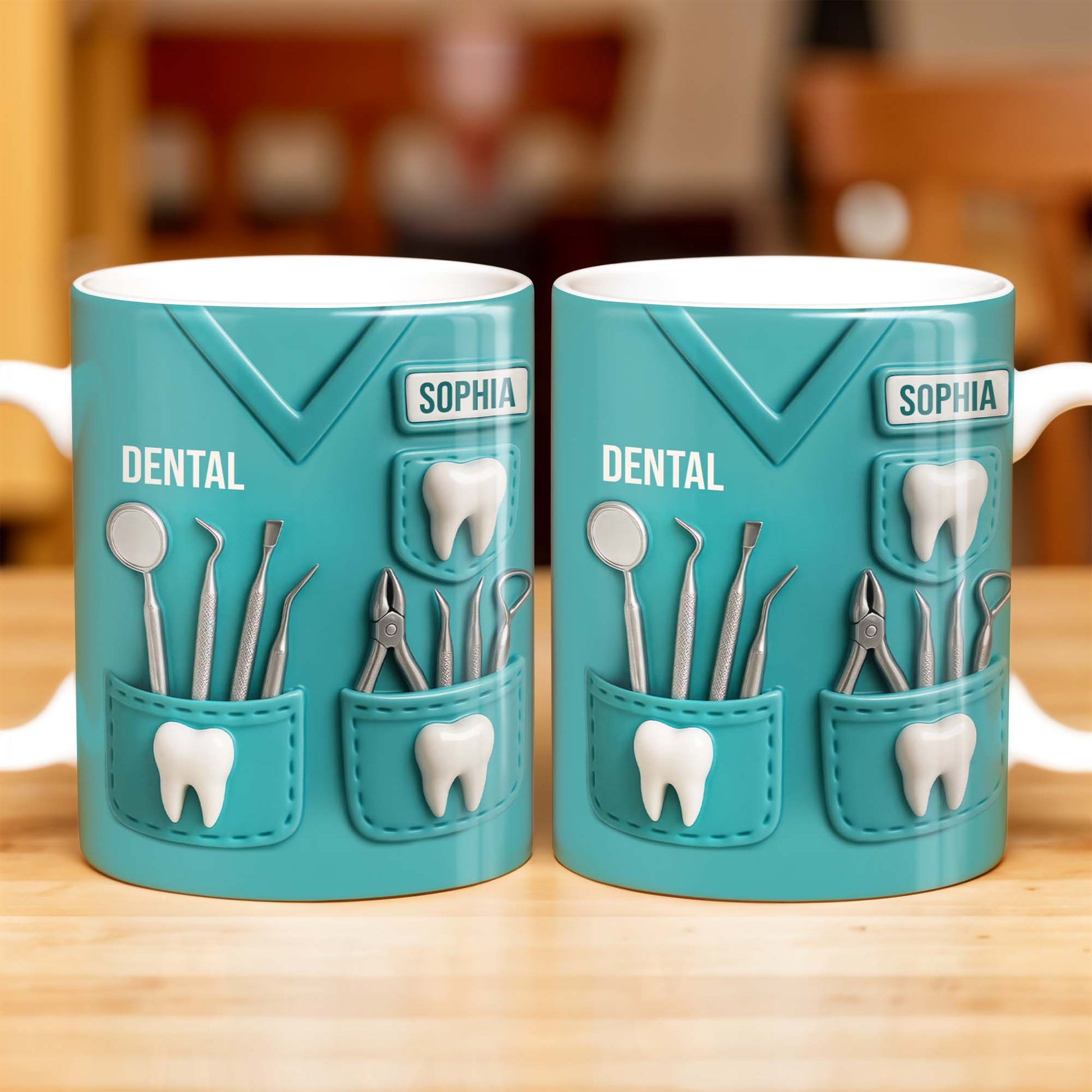 Dental Coffee Mug Featuring Dental Equipment Designs