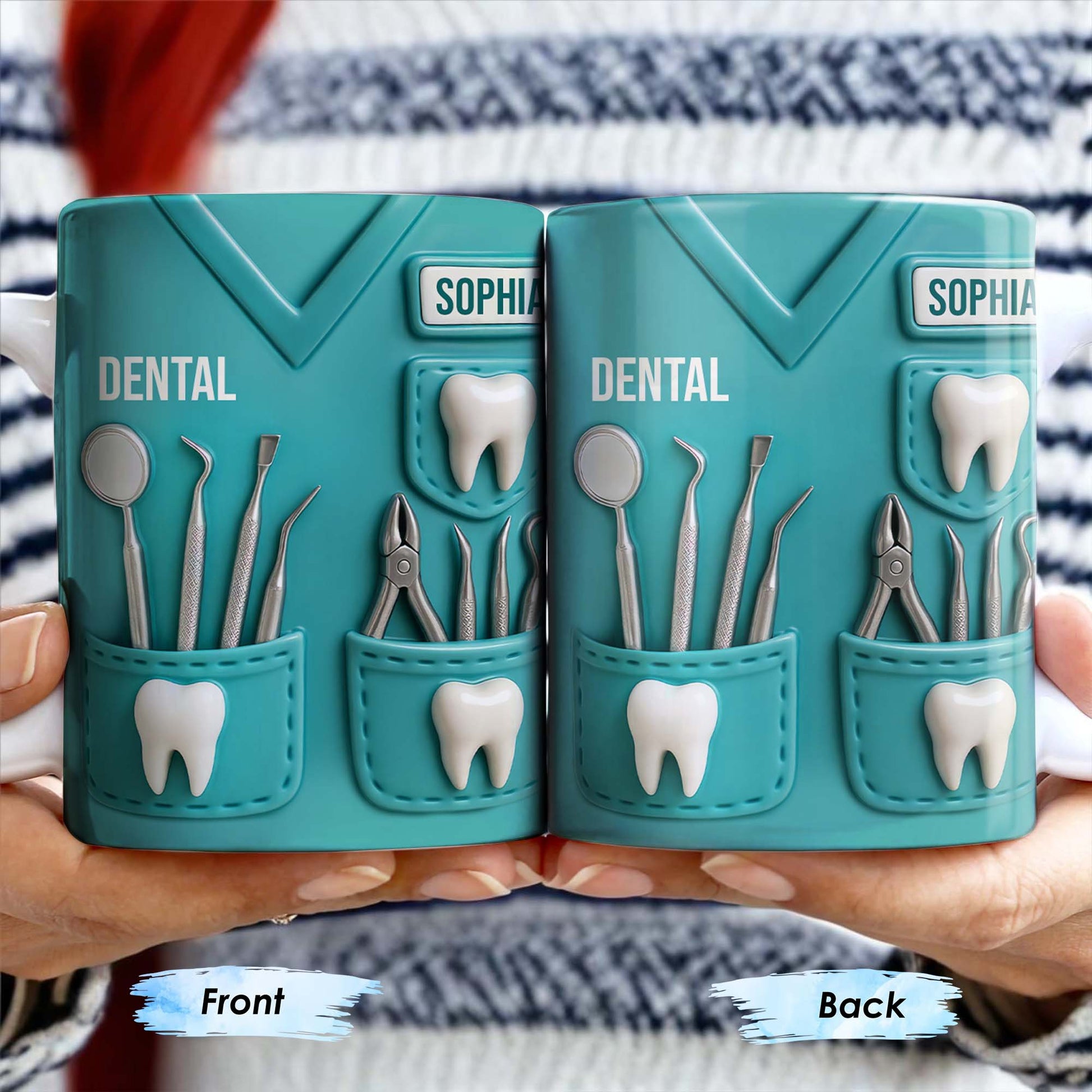 Dental Coffee Mug Featuring Dental Equipment Designs