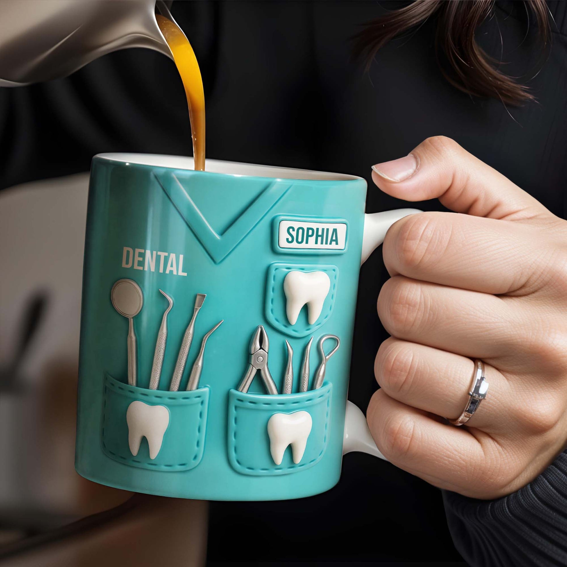 Dental Coffee Mug Featuring Dental Equipment Designs