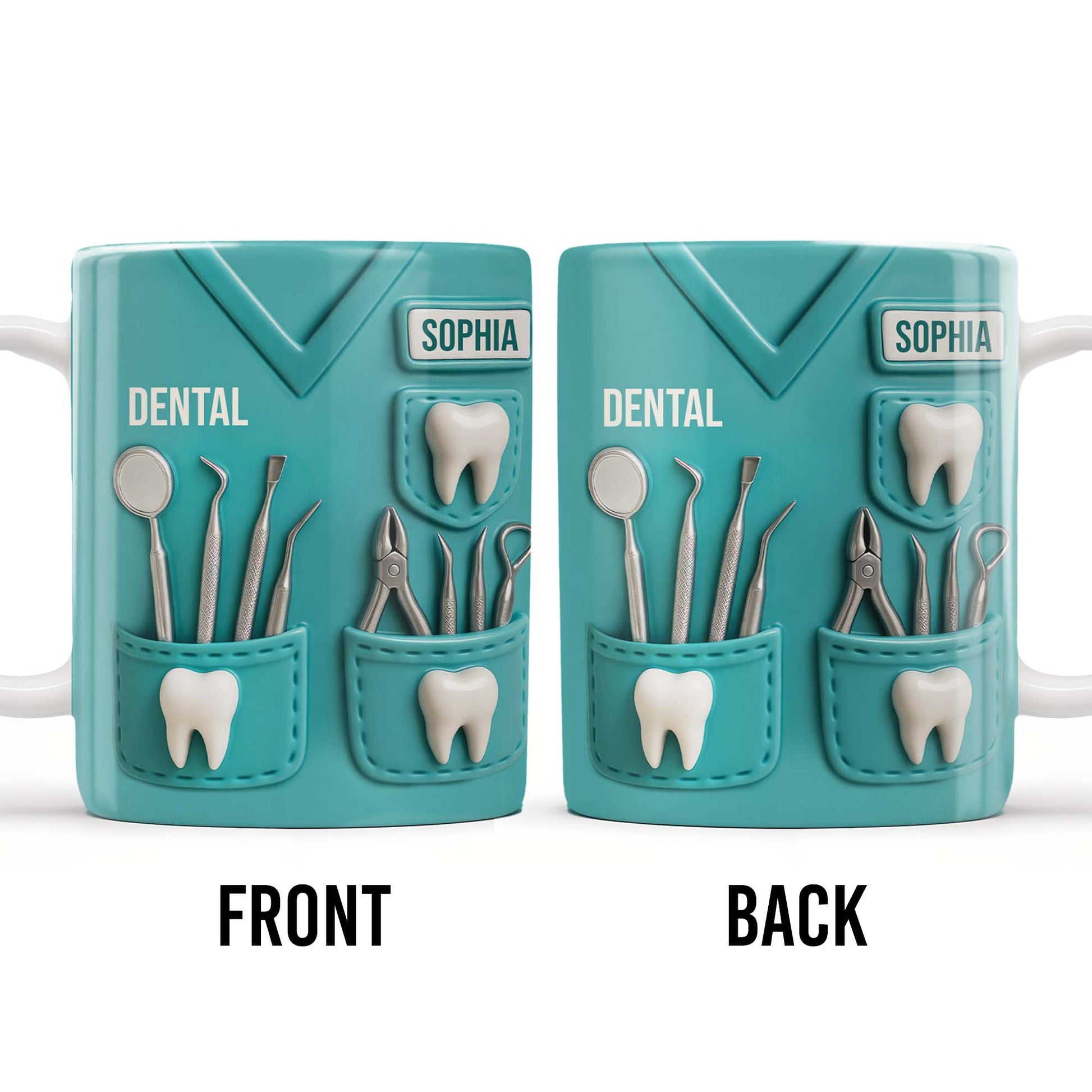 Dental Coffee Mug Featuring Dental Equipment Designs