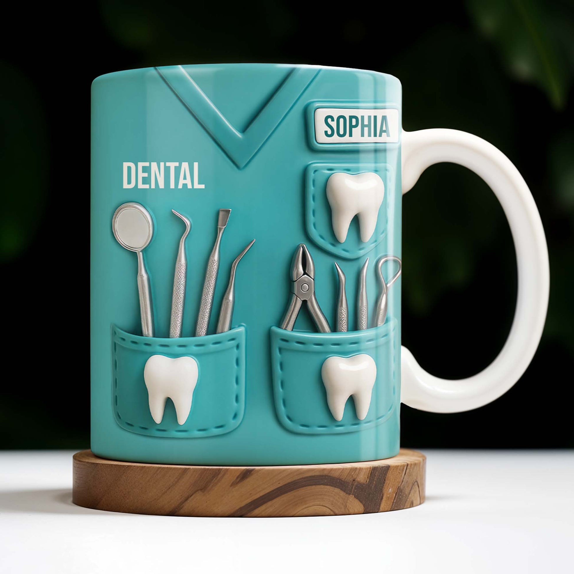 Dental Coffee Mug Featuring Dental Equipment Designs