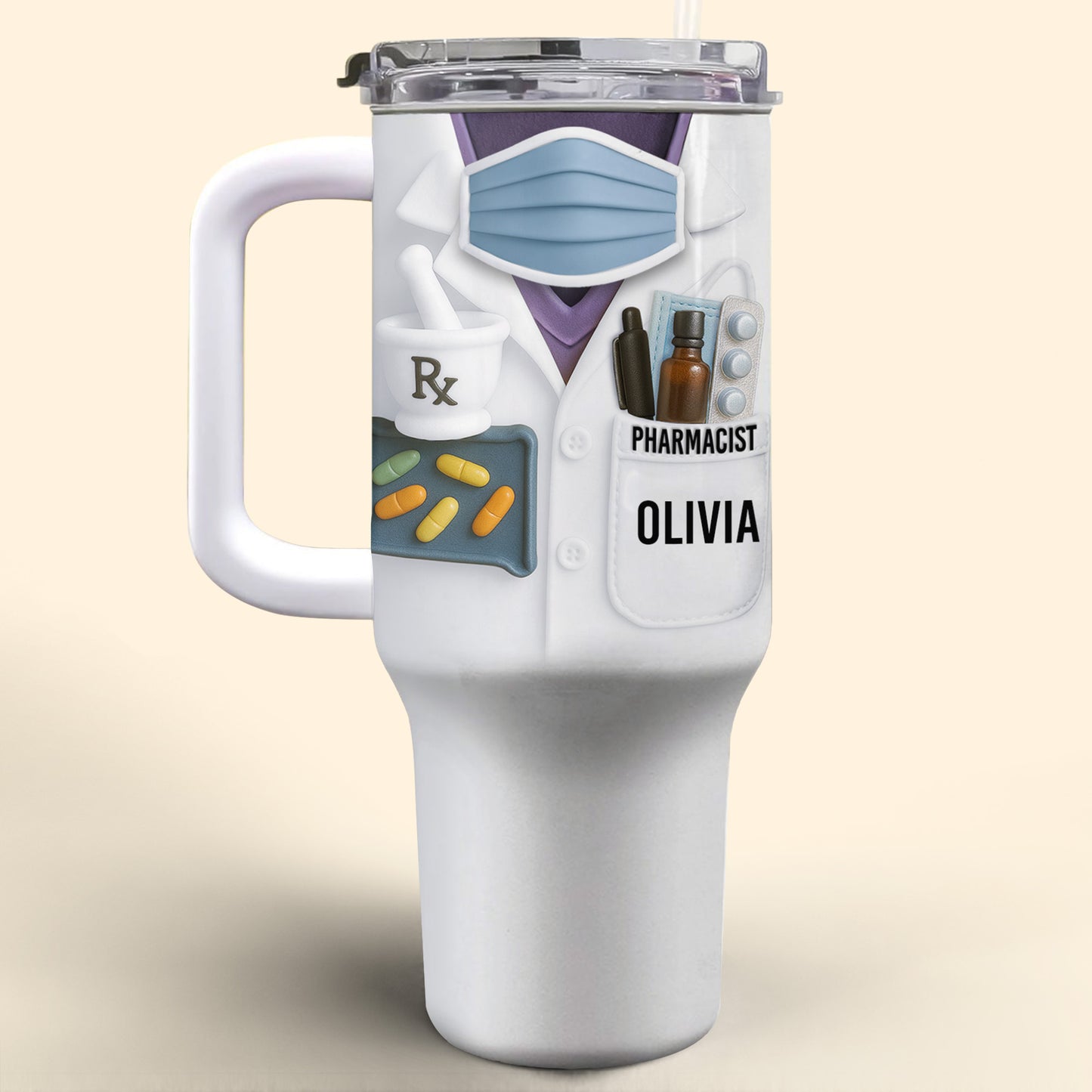 Customizable Tumbler For Pharmacists With Medical Essentials