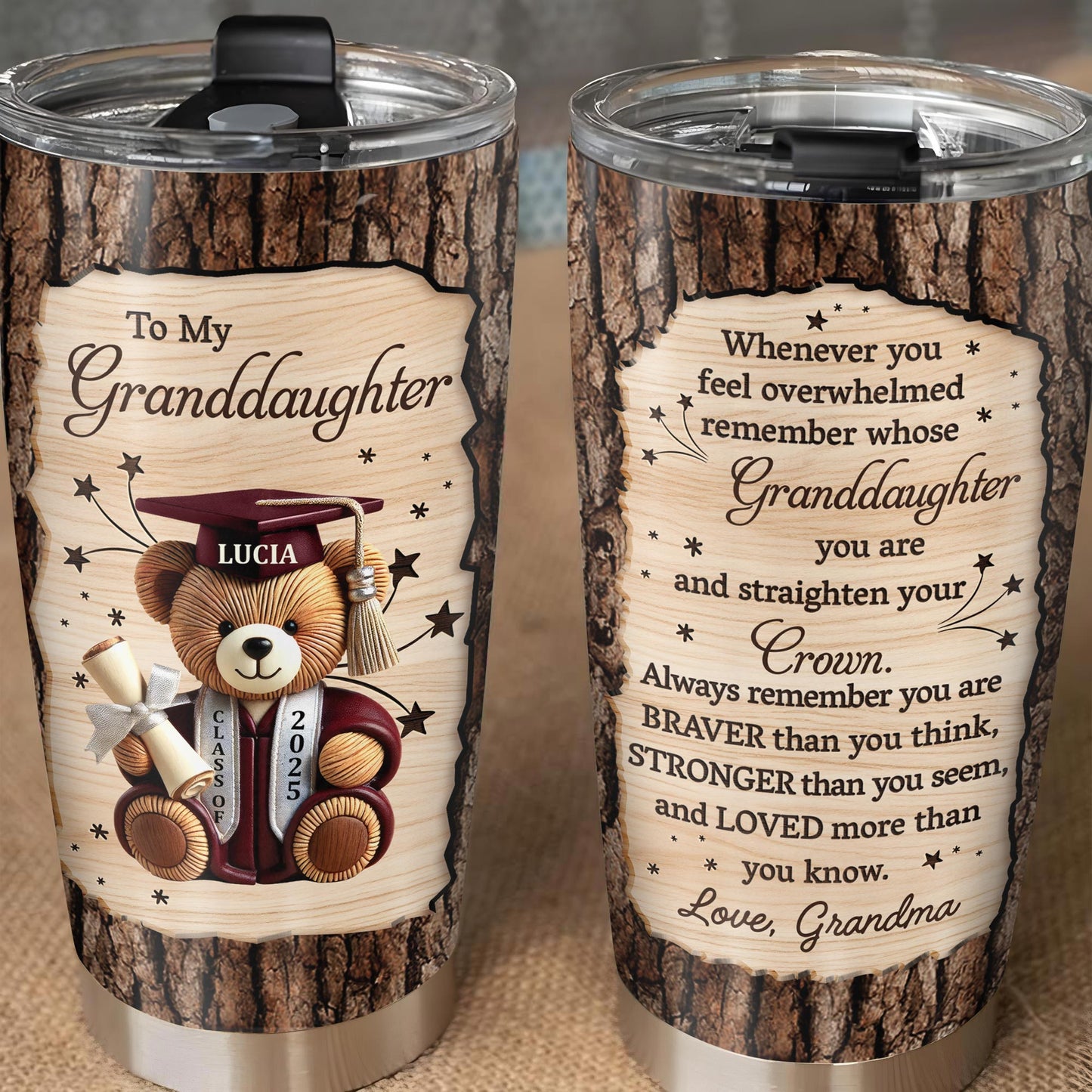 To My Granddaughter, Teddy Bear, Graduation Cap, Diploma