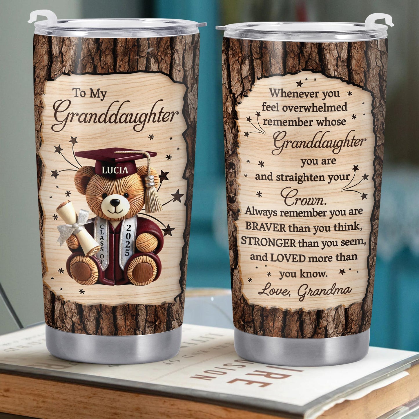 To My Granddaughter, Teddy Bear, Graduation Cap, Diploma