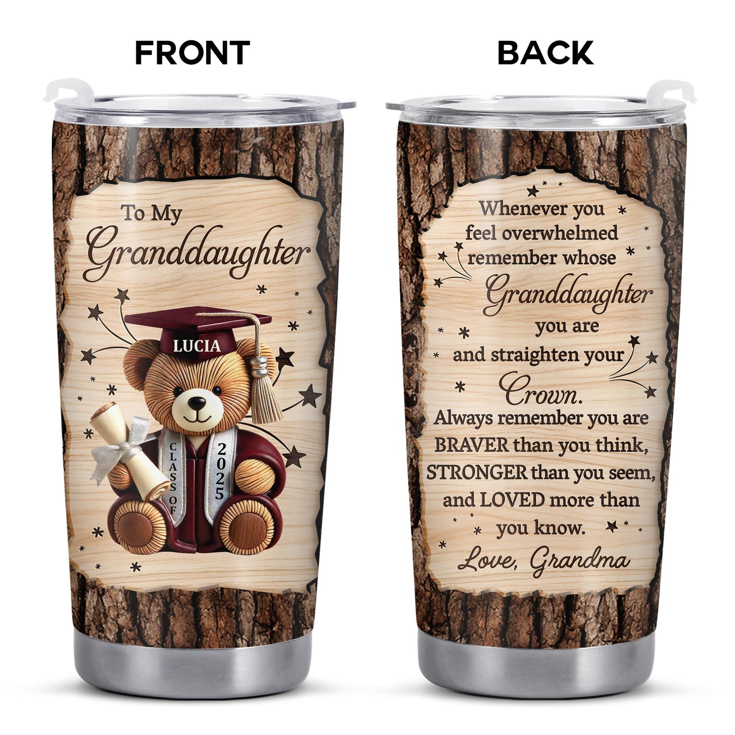 To My Granddaughter, Teddy Bear, Graduation Cap, Diploma