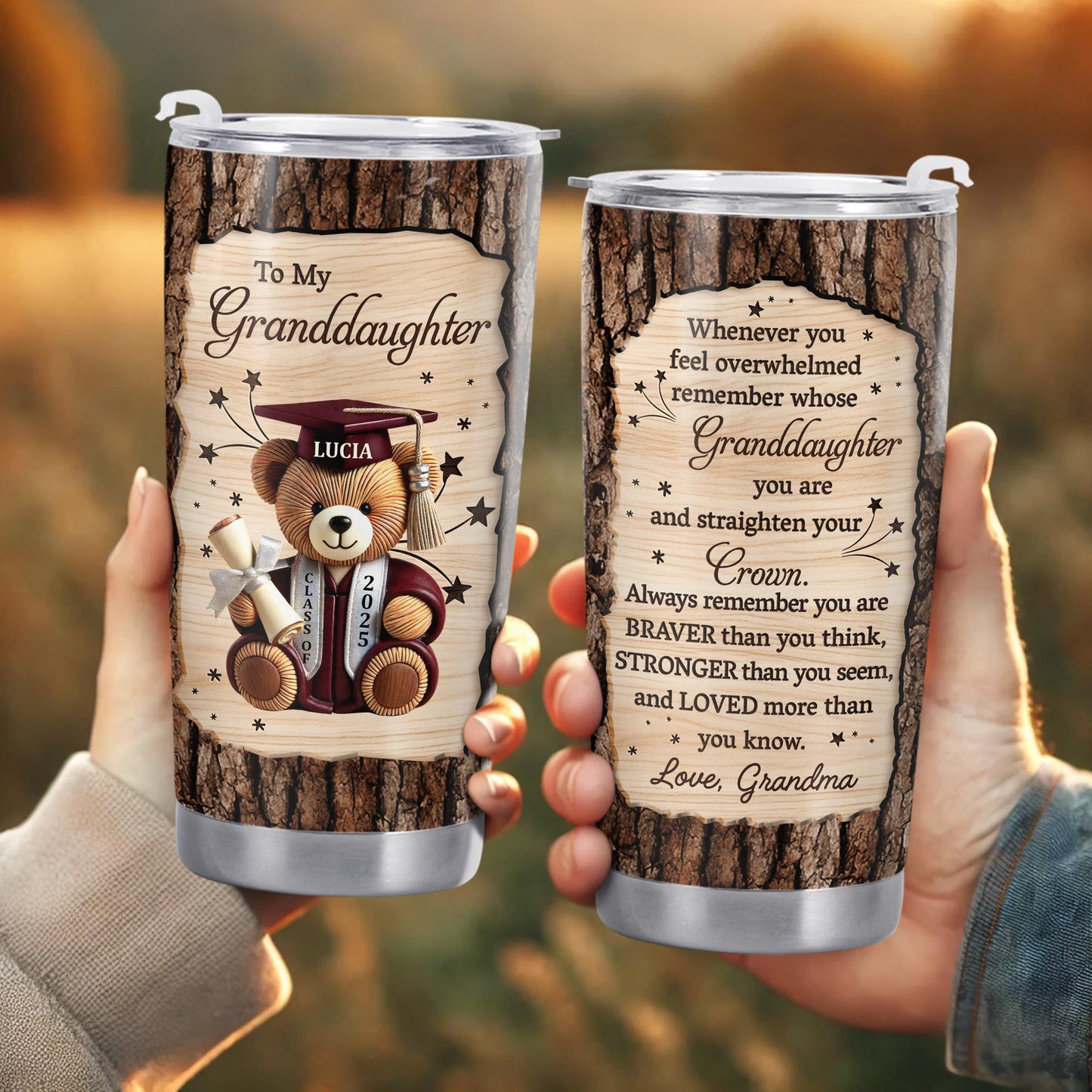 To My Granddaughter, Teddy Bear, Graduation Cap, Diploma