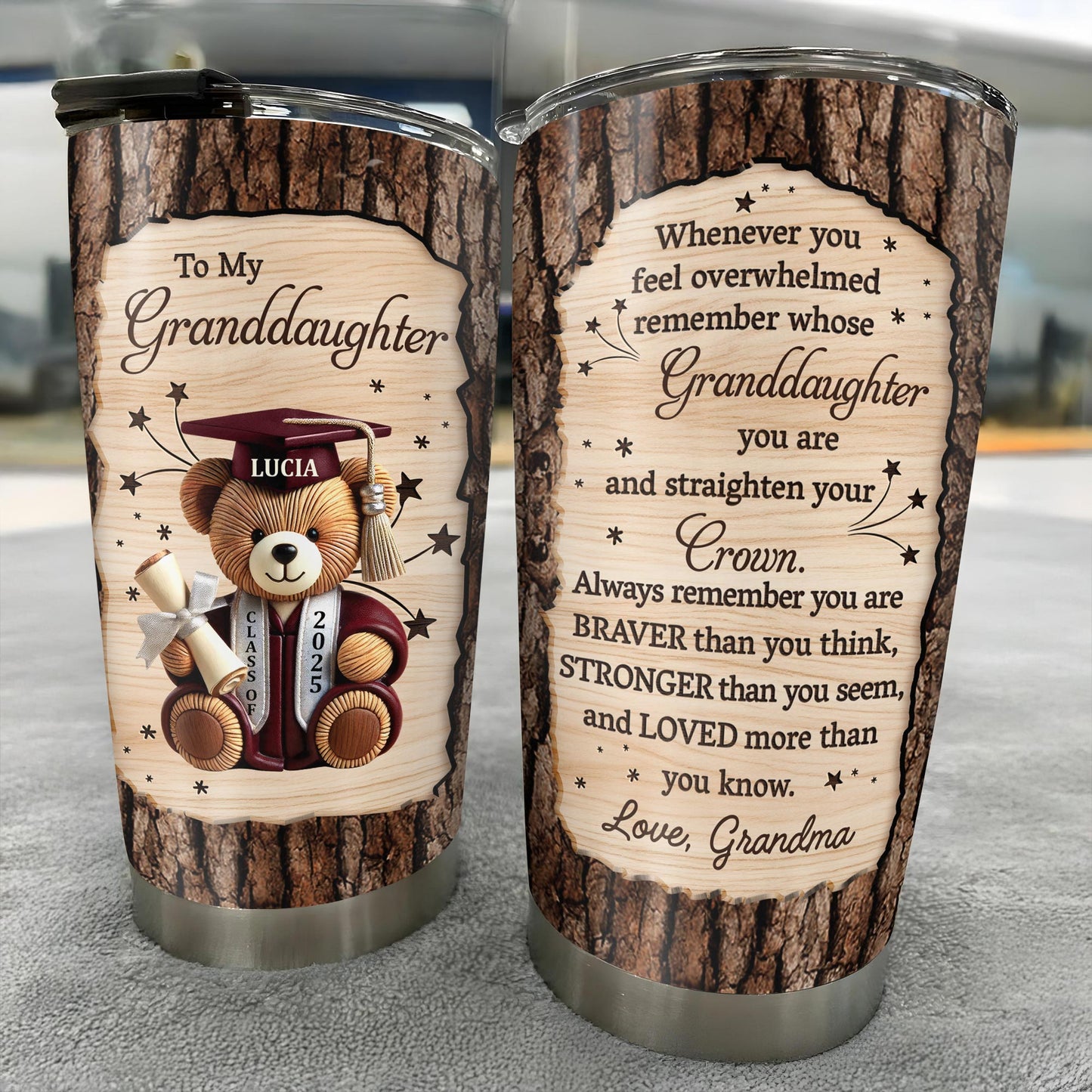 To My Granddaughter, Teddy Bear, Graduation Cap, Diploma