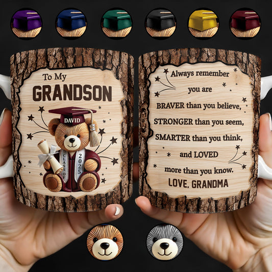 To My Grandson, Always Remember You Are Braver, Graduation Cap and Diploma