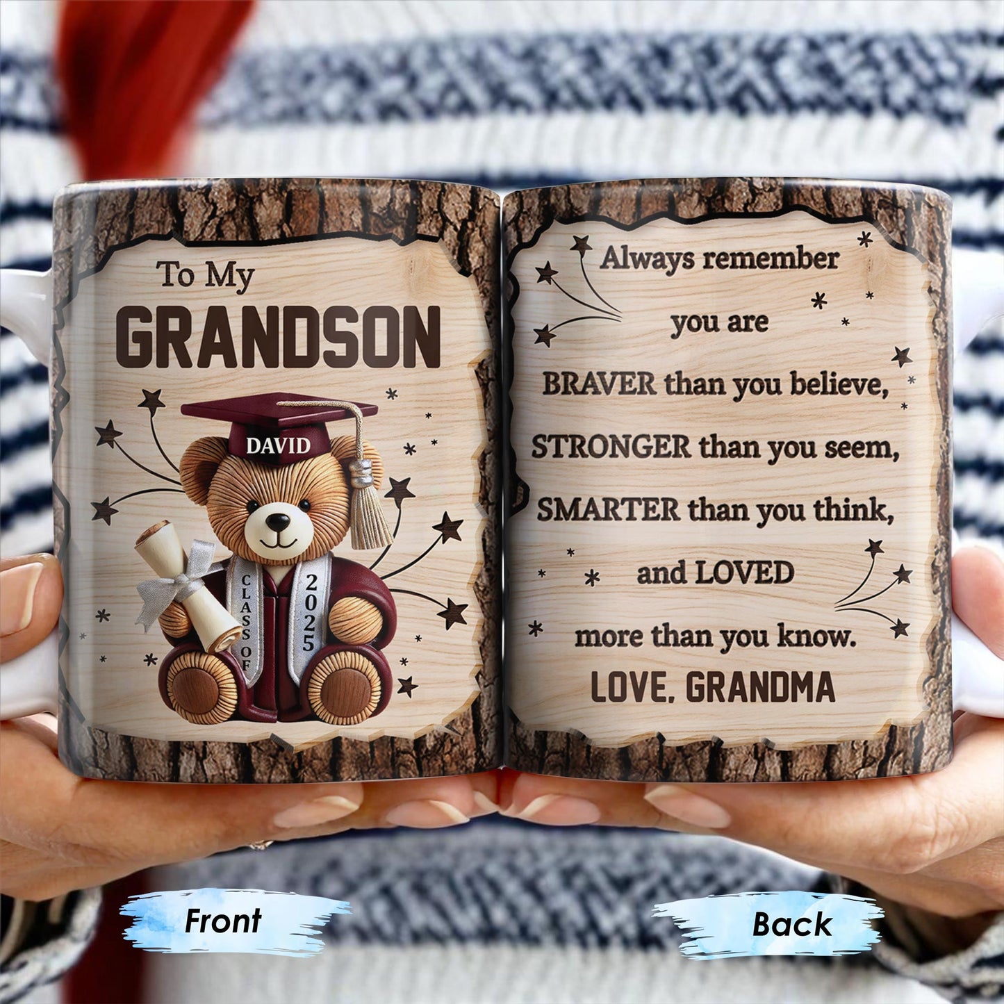 To My Grandson, Always Remember You Are Braver, Graduation Cap and Diploma