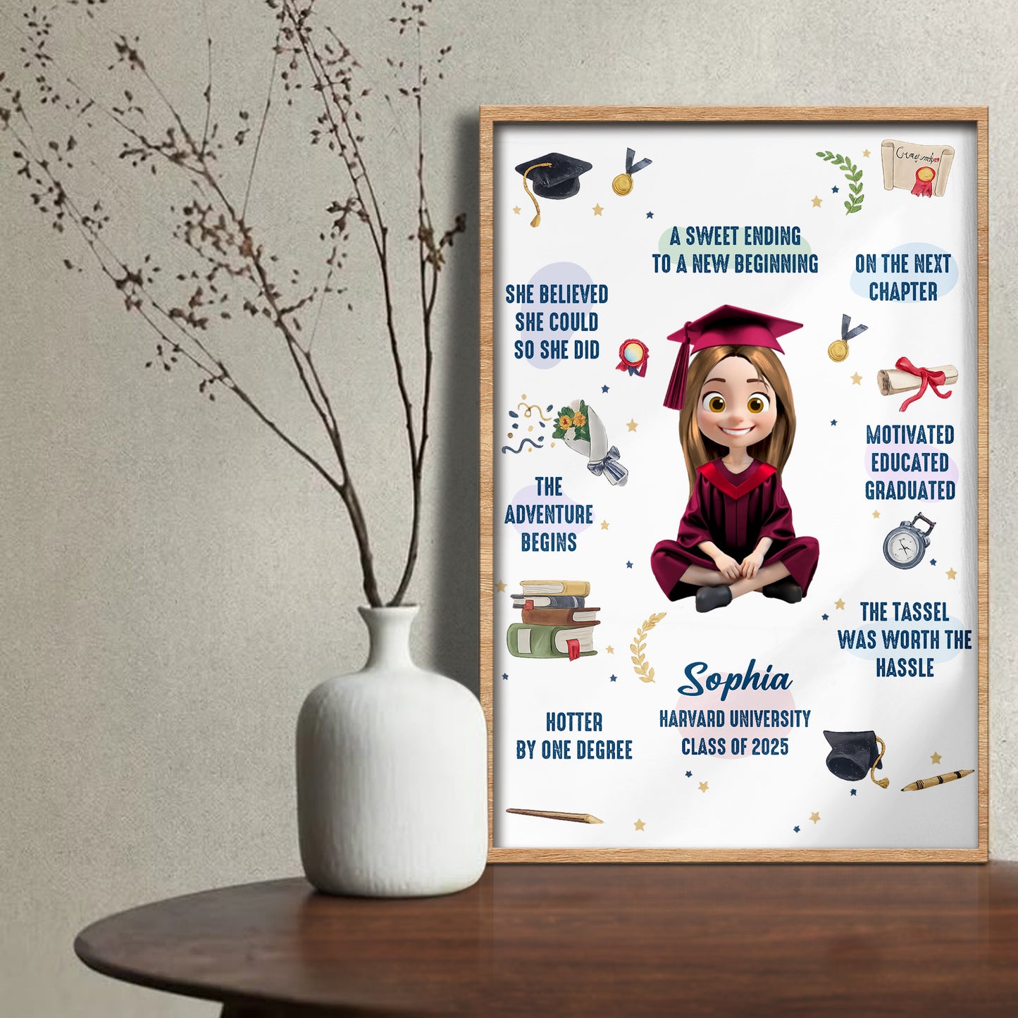 She Believed She Could, Graduation Cap And Books
