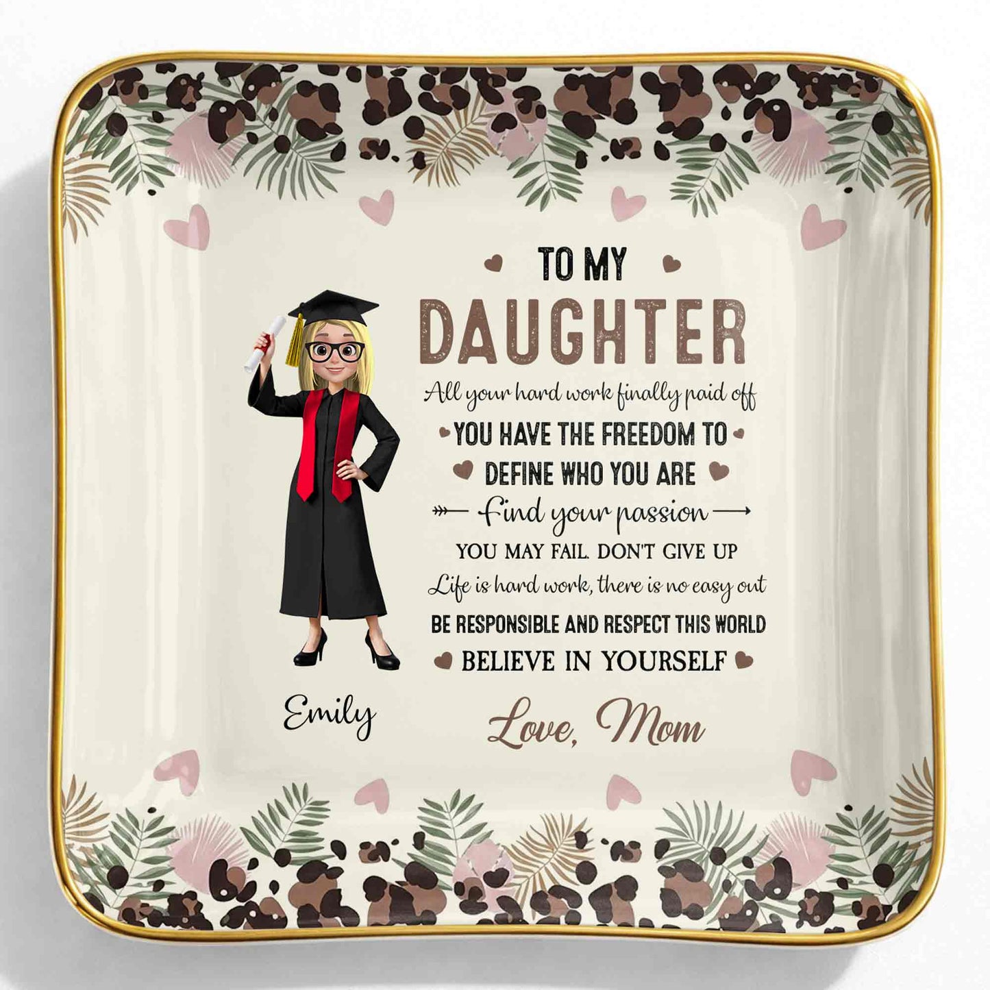 To My Daughter, Graduation Cap And Flowers