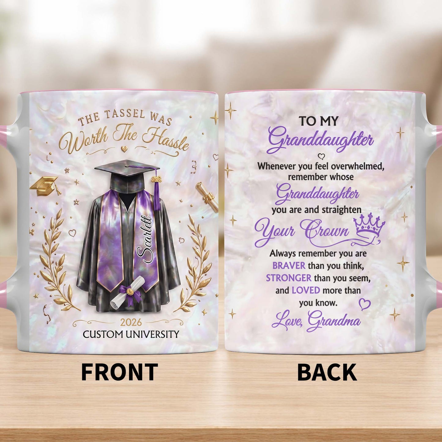 The Tassel Was Worth The Hassle Graduation Cap And Gown - Personalized Custom Accent Mug - GRAD510_AMUG
