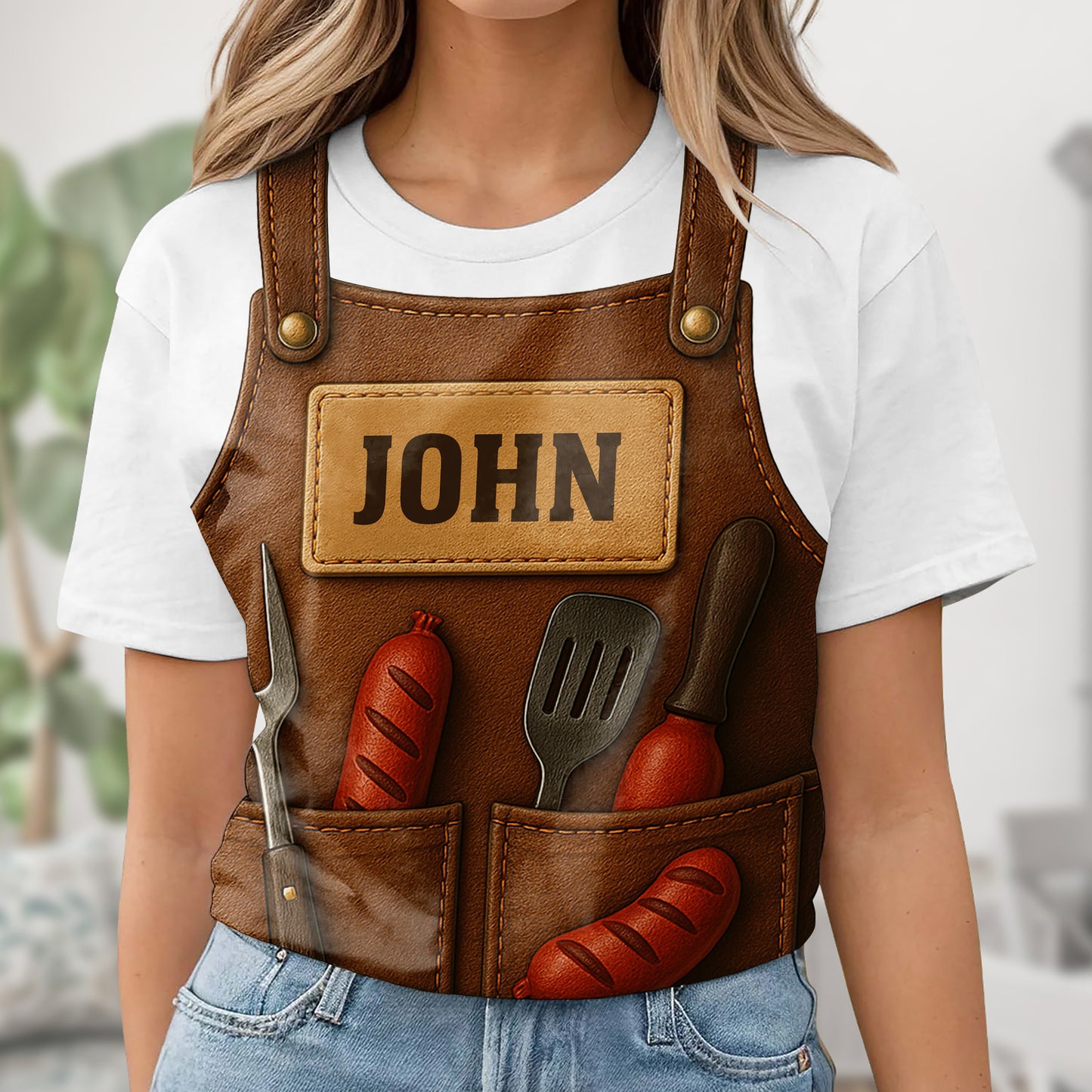 Get Your Custom Chef's Apron Tee, Grill Tools And Sausages