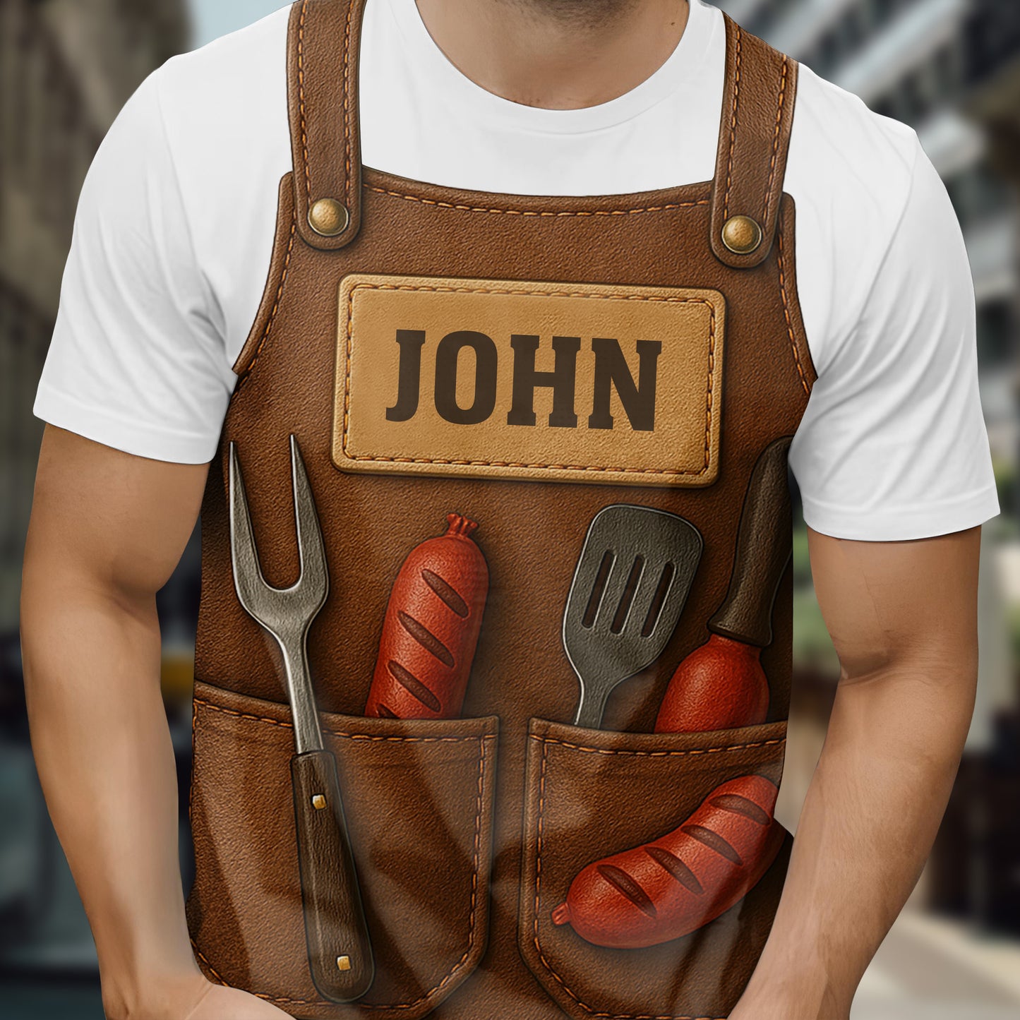 Get Your Custom Chef's Apron Tee, Grill Tools And Sausages