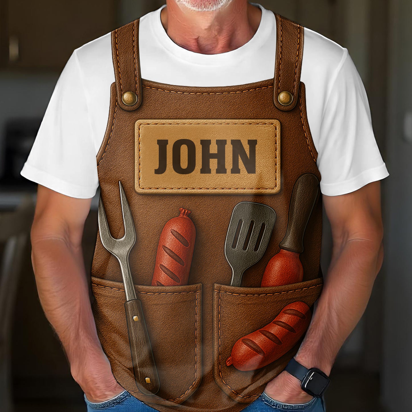 Get Your Custom Chef's Apron Tee, Grill Tools And Sausages