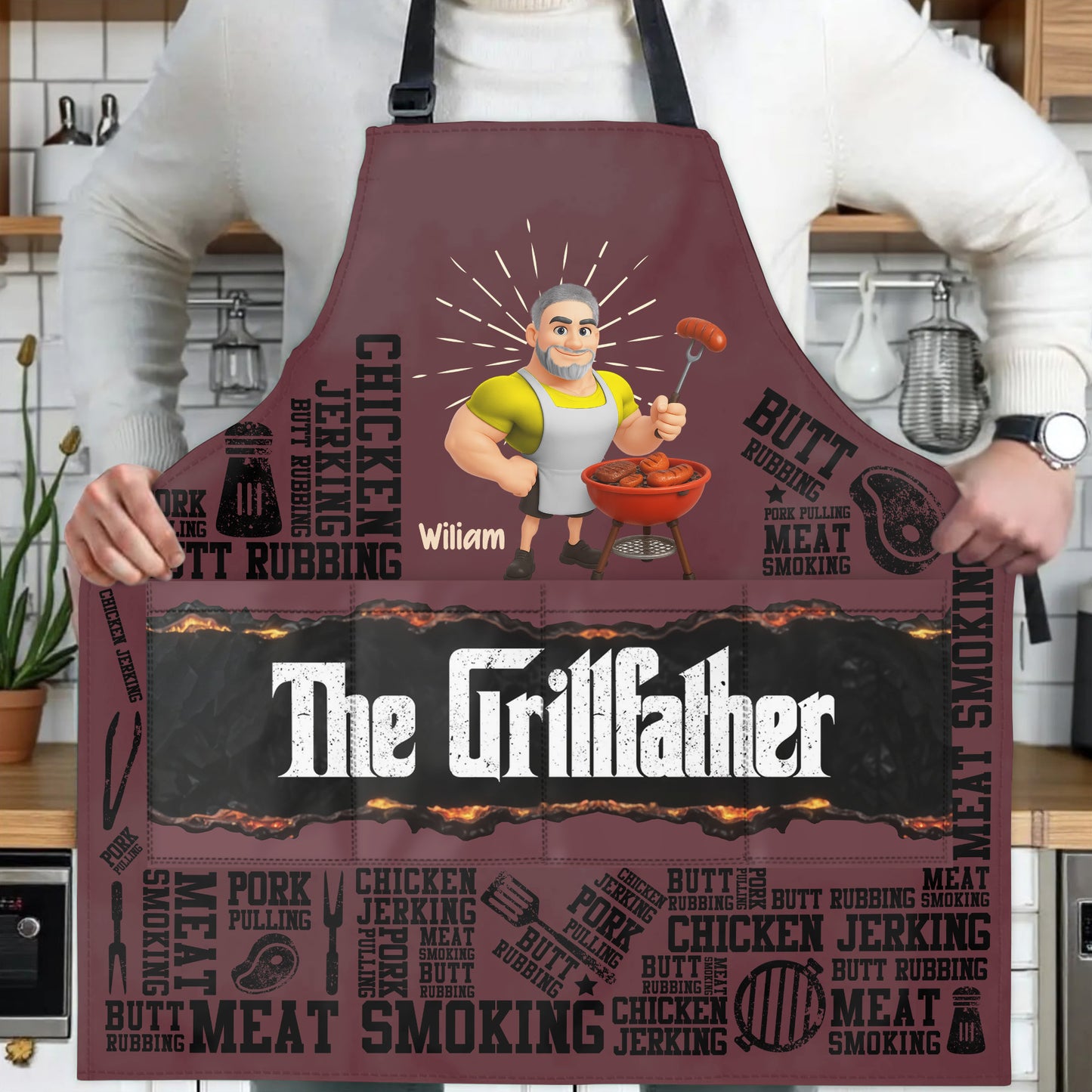 The Grillfather, Grill And Apron