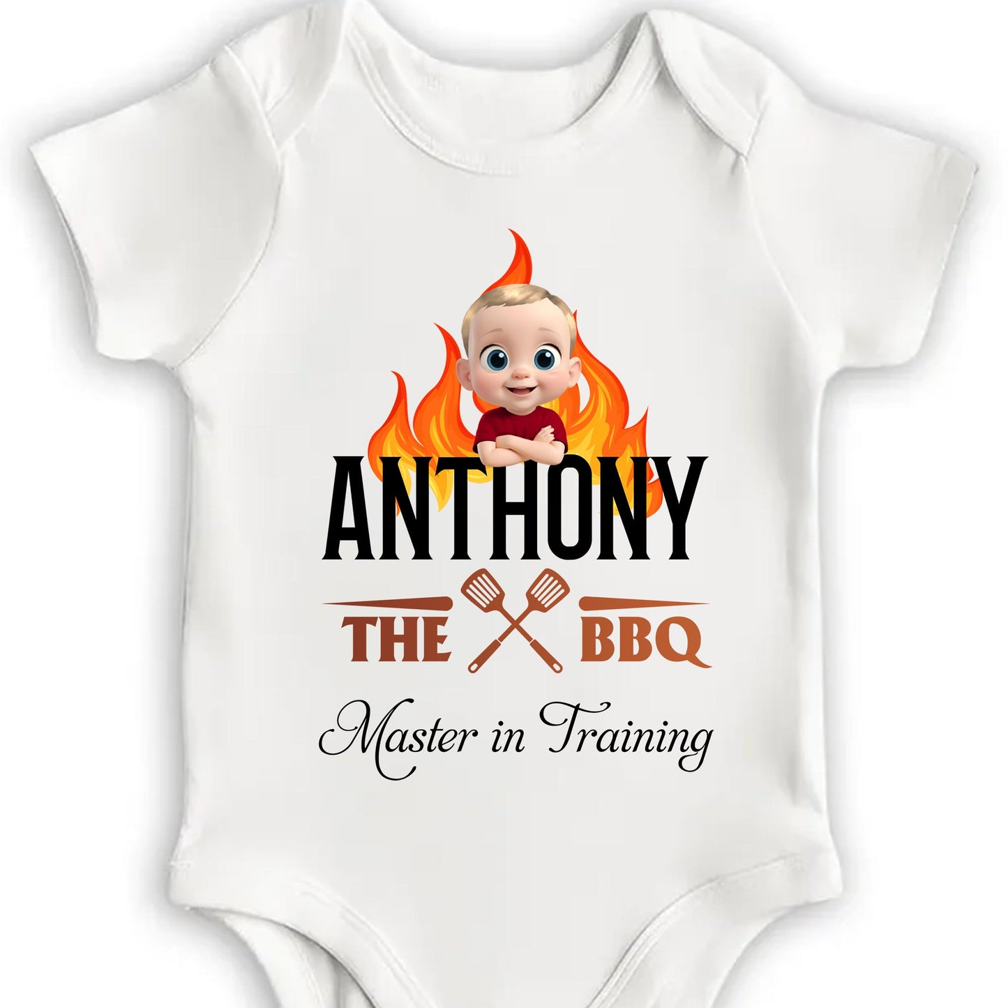 Anthony The BBQ Master In Training, Baby and BBQ Tools