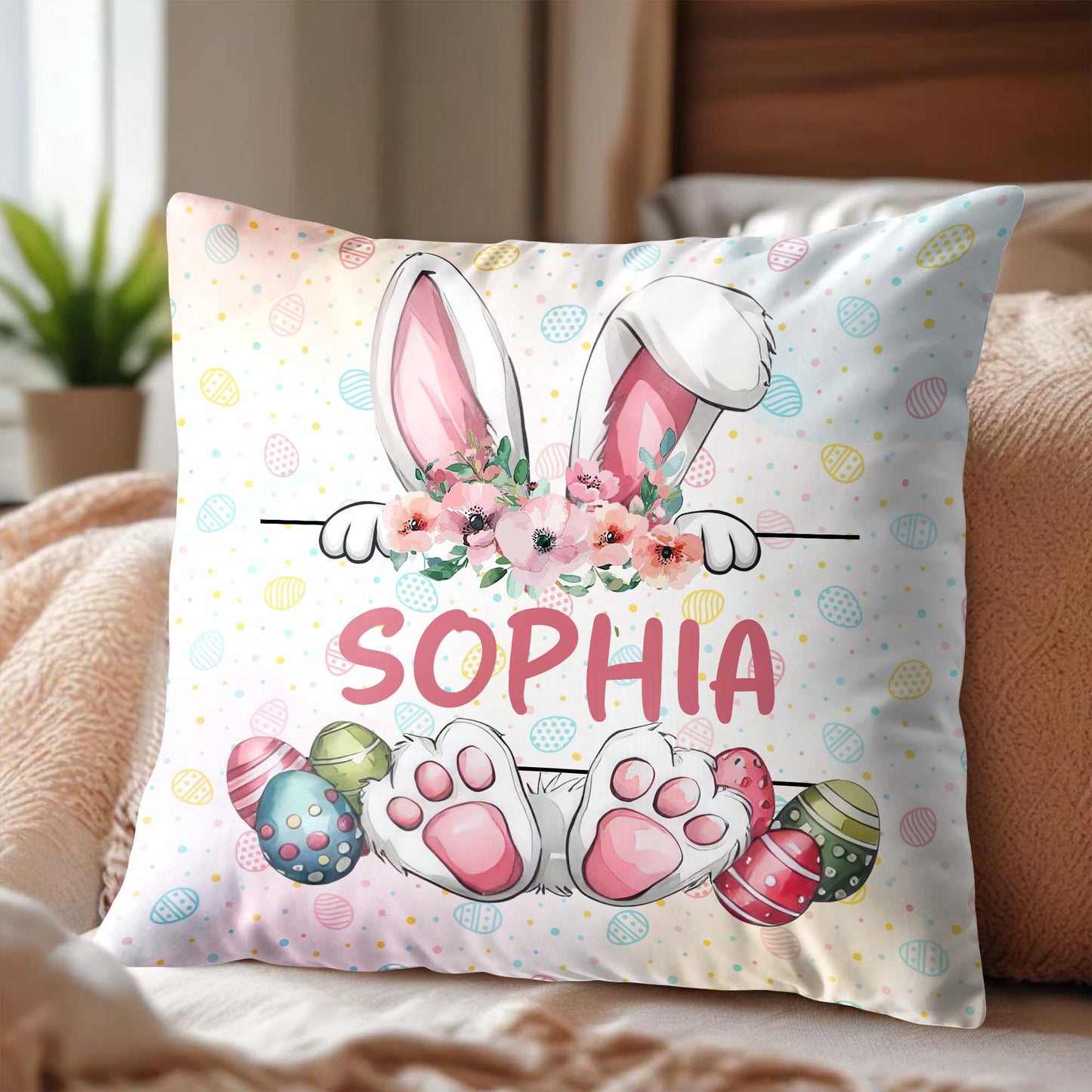 Celebrate Easter With Colorful Rabbit And Easter Eggs