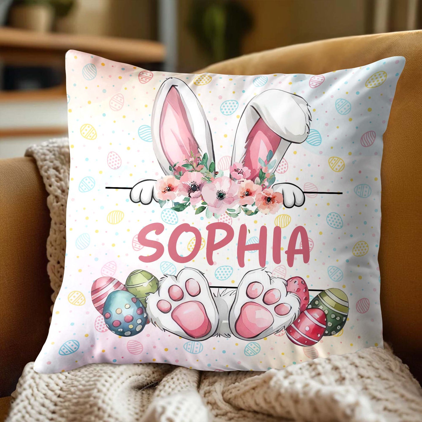 Celebrate Easter With Colorful Rabbit And Easter Eggs