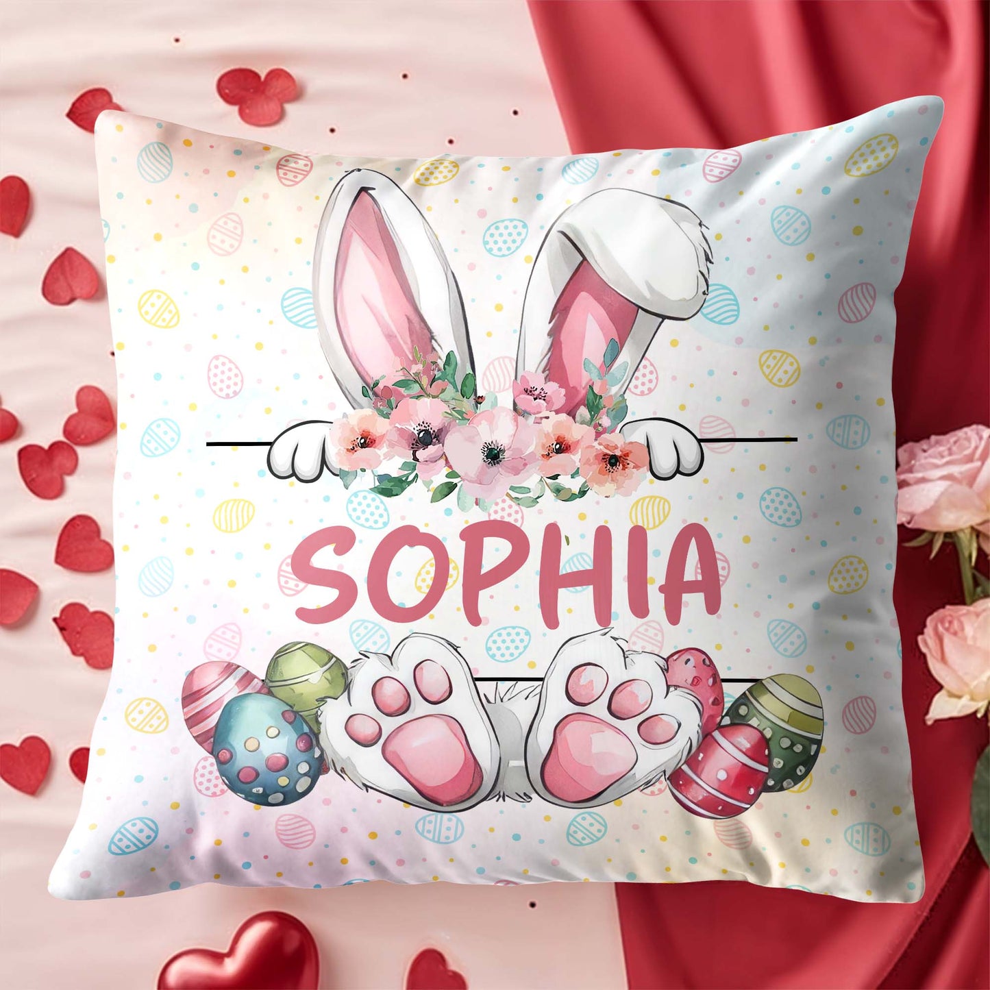 Celebrate Easter With Colorful Rabbit And Easter Eggs