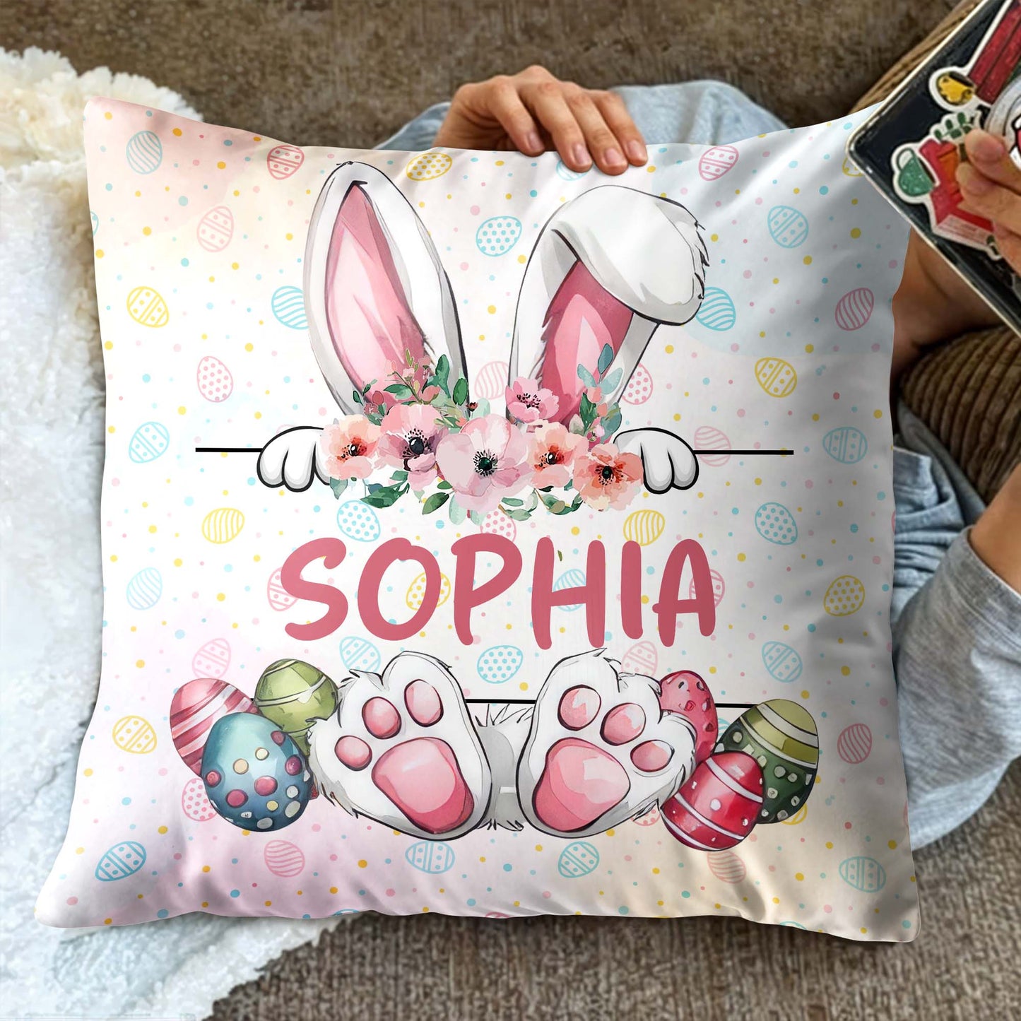 Celebrate Easter With Colorful Rabbit And Easter Eggs
