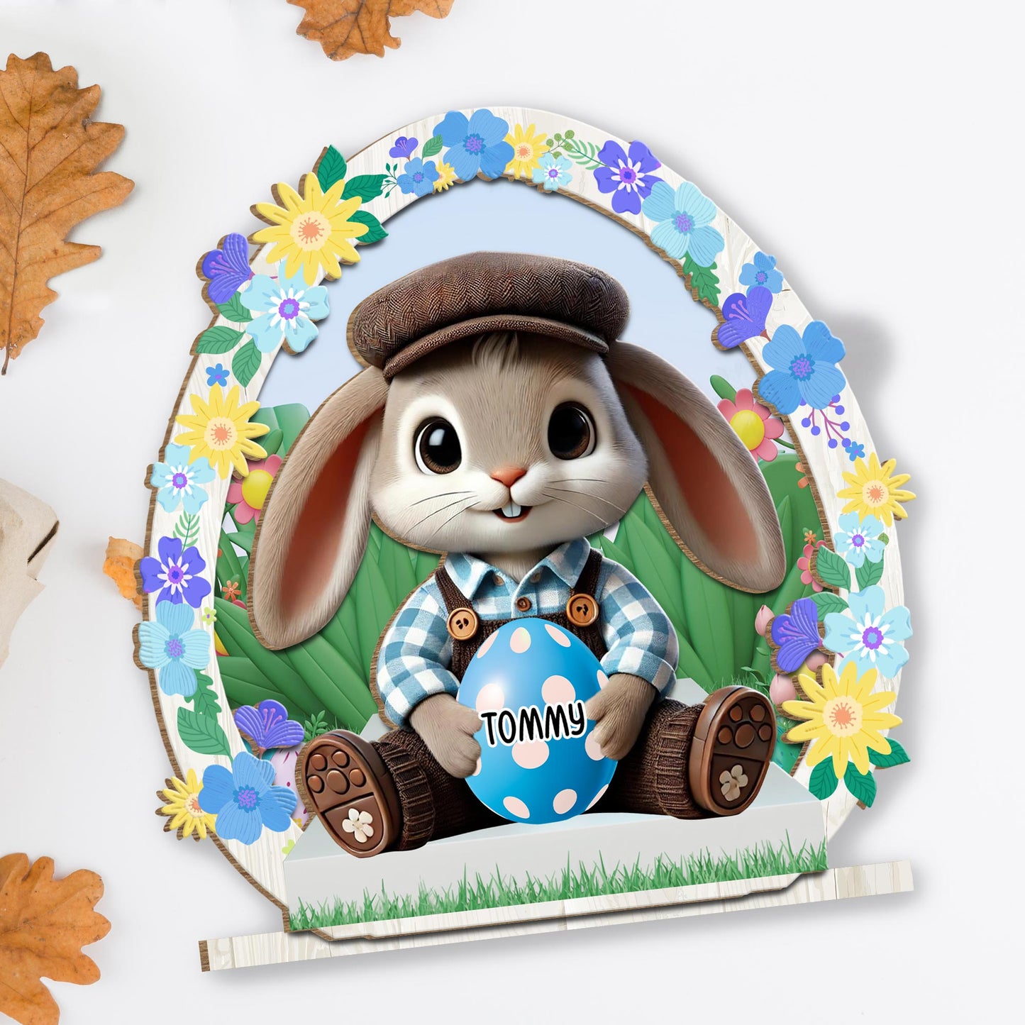 Celebrate Spring With Bunny, Flowers And Easter Egg
