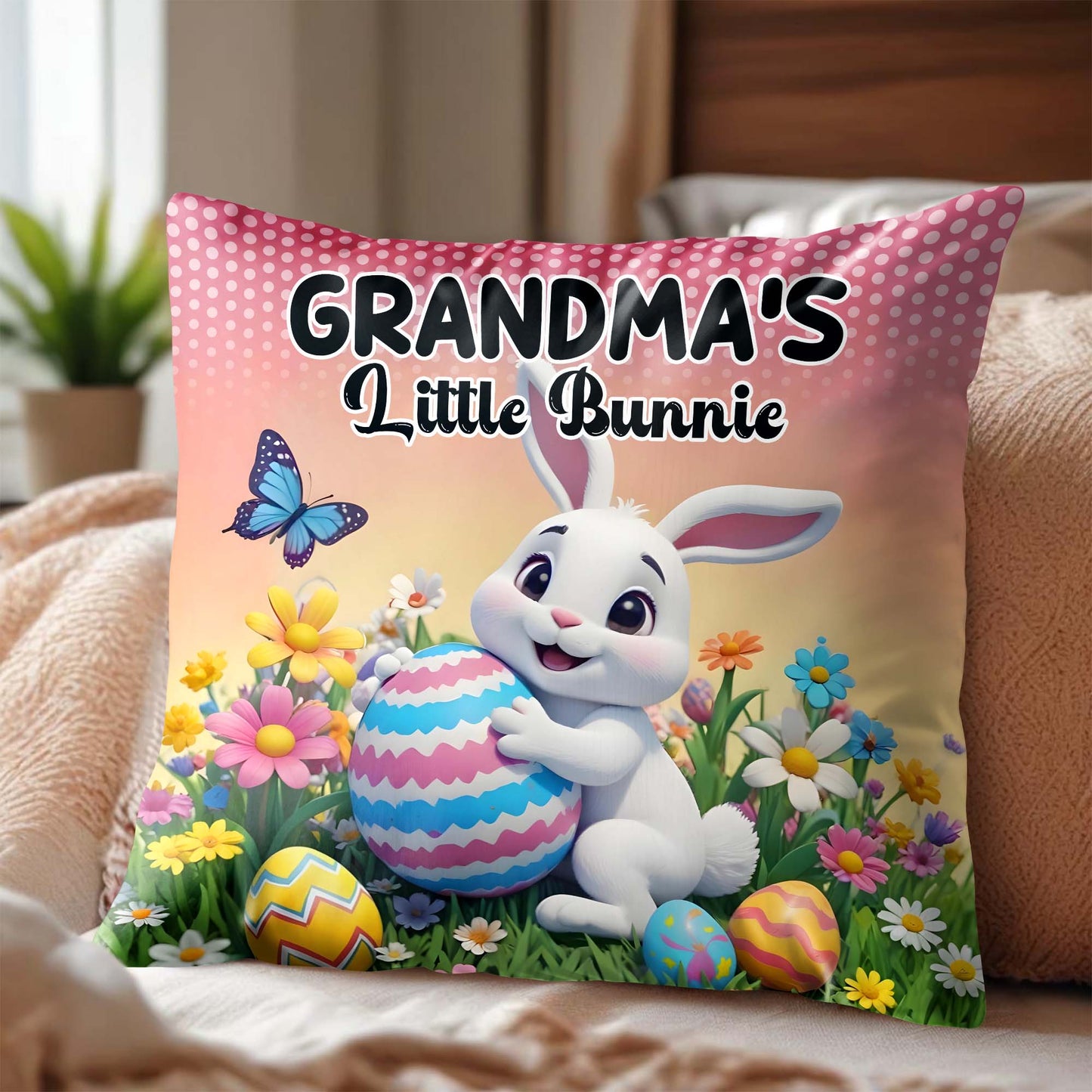 Grandma's Little Bunnie With Bunny, Eggs And Flowers