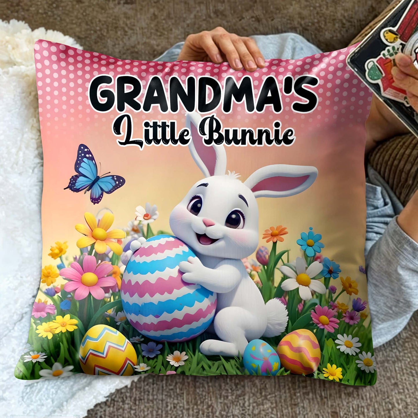 Grandma's Little Bunnie With Bunny, Eggs And Flowers