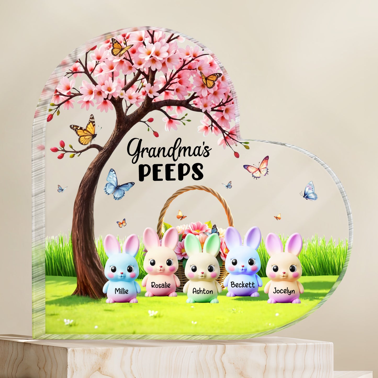 Grandma's Peeps, Bunnies And Cherry Blossom Tree