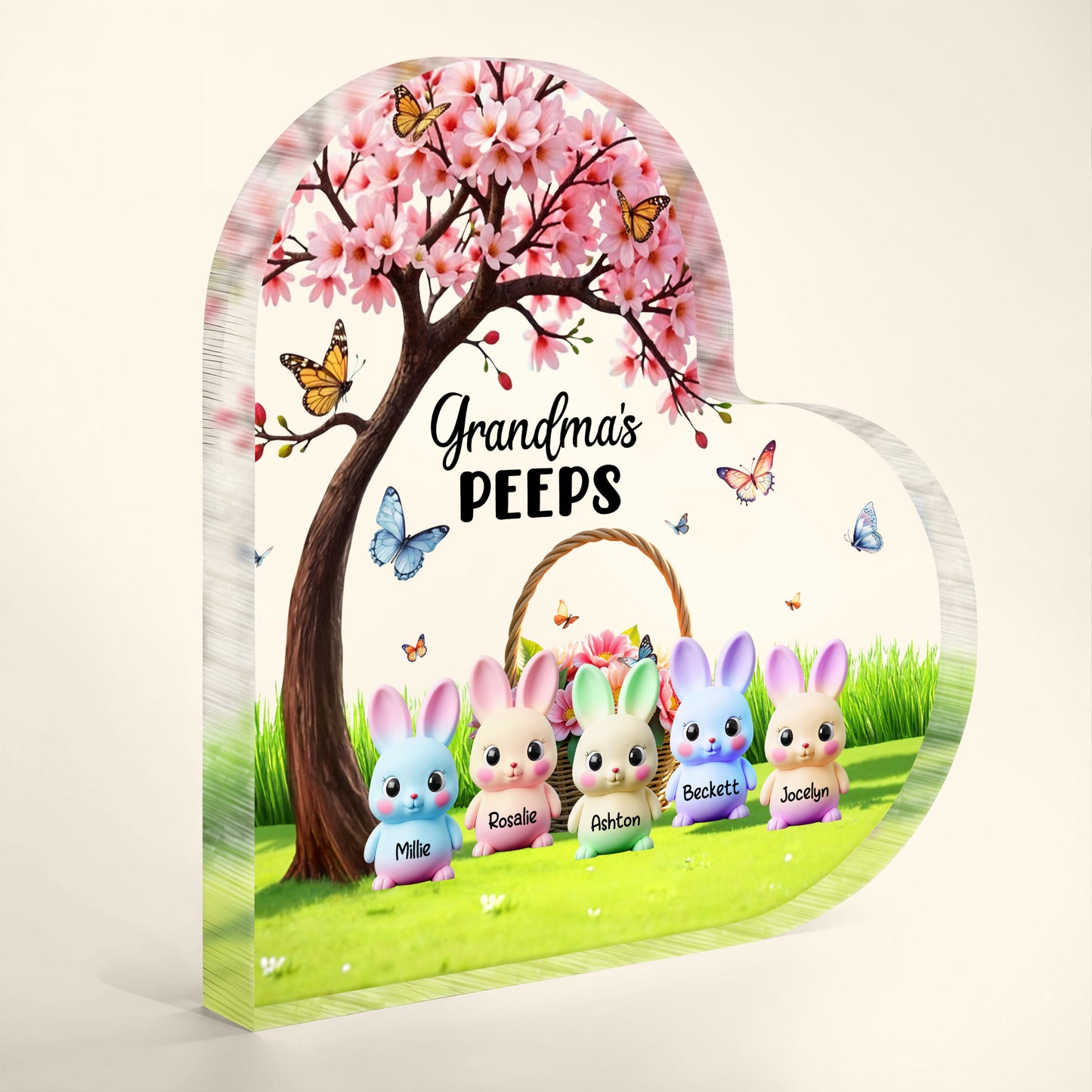 Grandma's Peeps, Bunnies And Cherry Blossom Tree