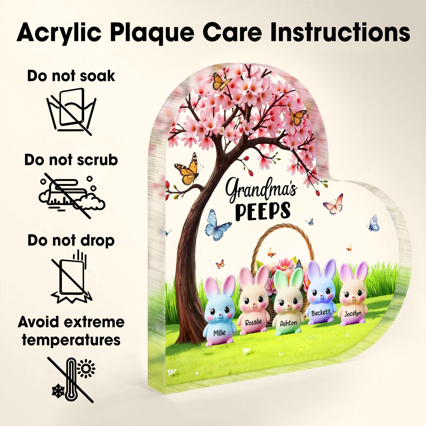 Grandma's Peeps, Bunnies And Cherry Blossom Tree