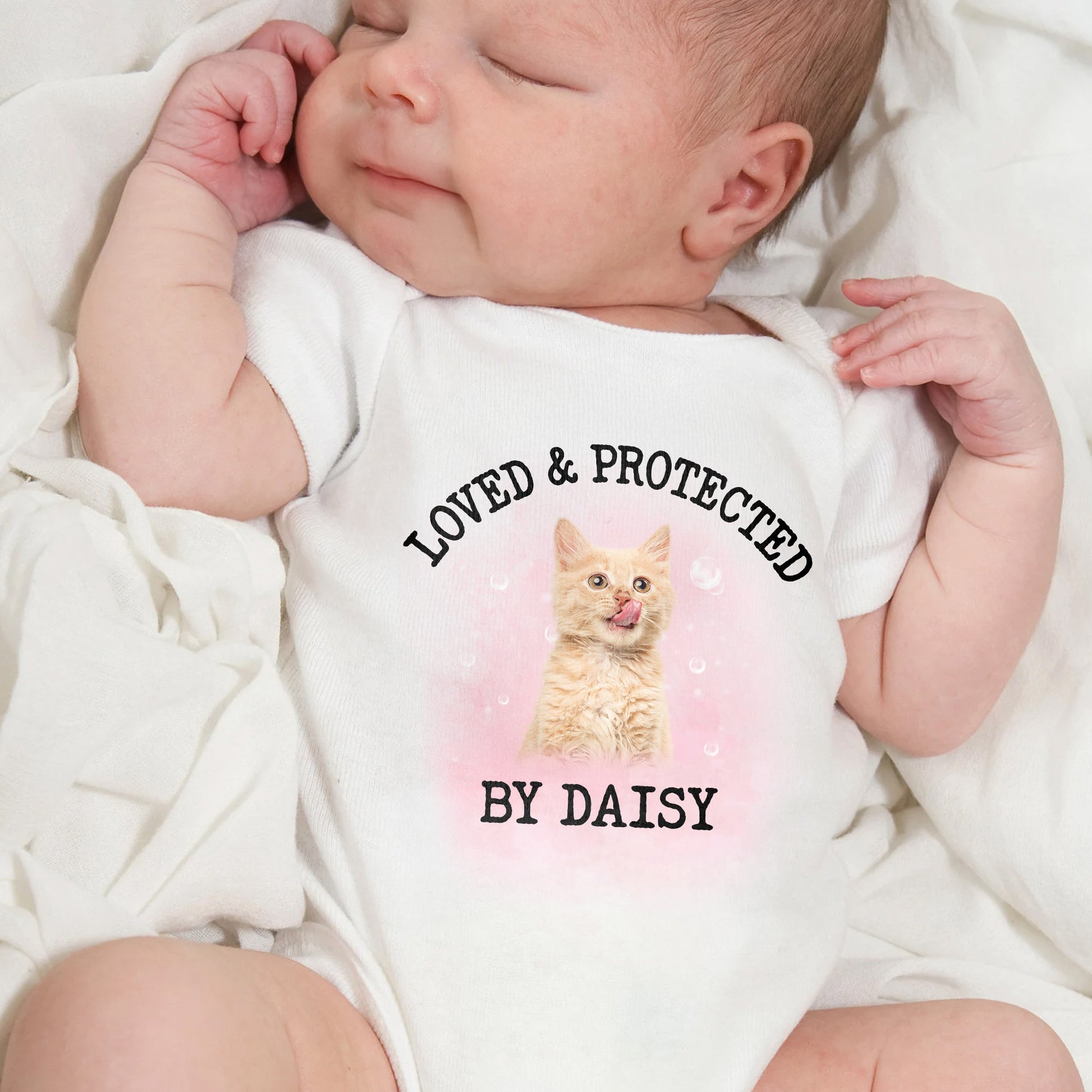 Loved & Protected By Daisy, Cat and Pink Heart