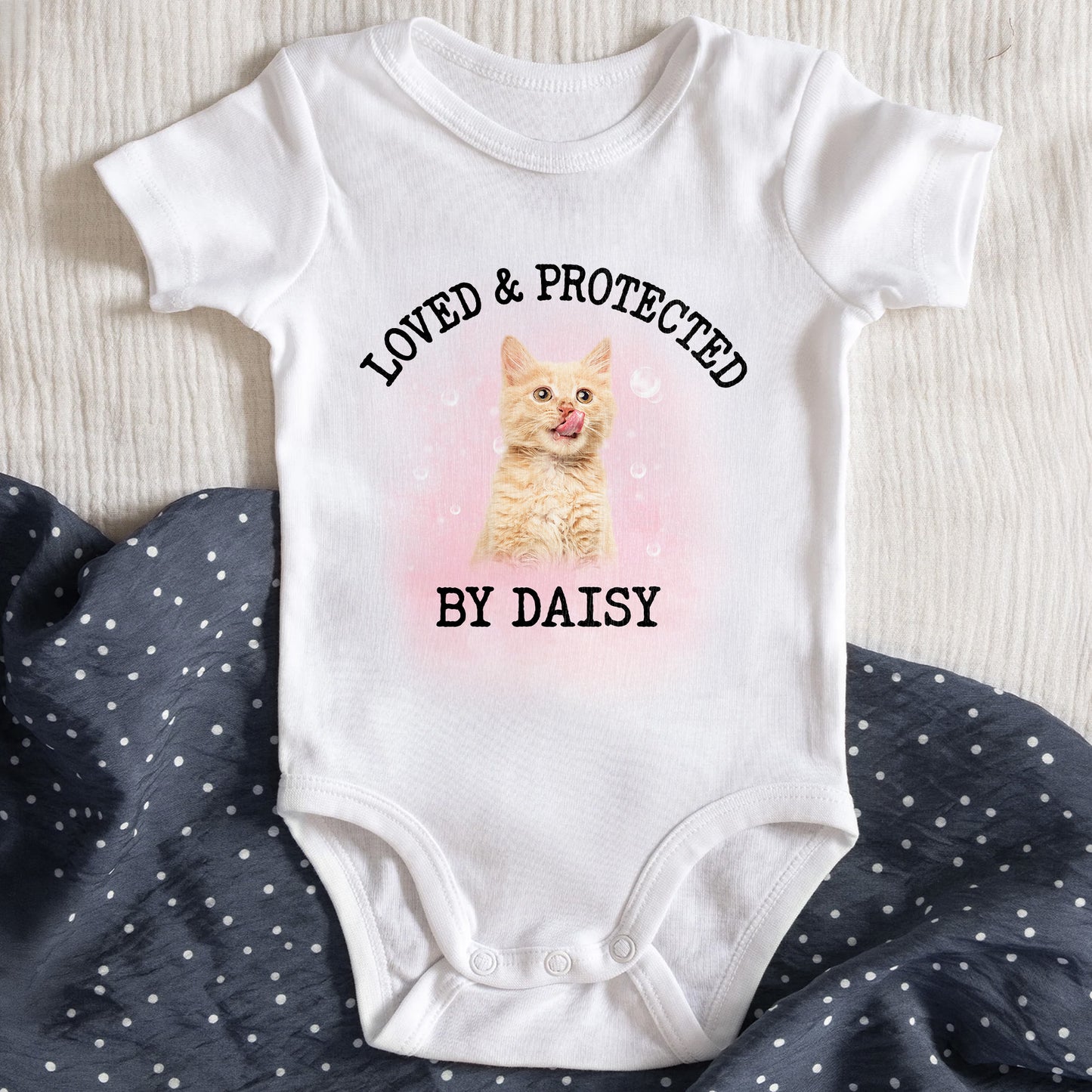 Loved & Protected By Daisy, Cat and Pink Heart