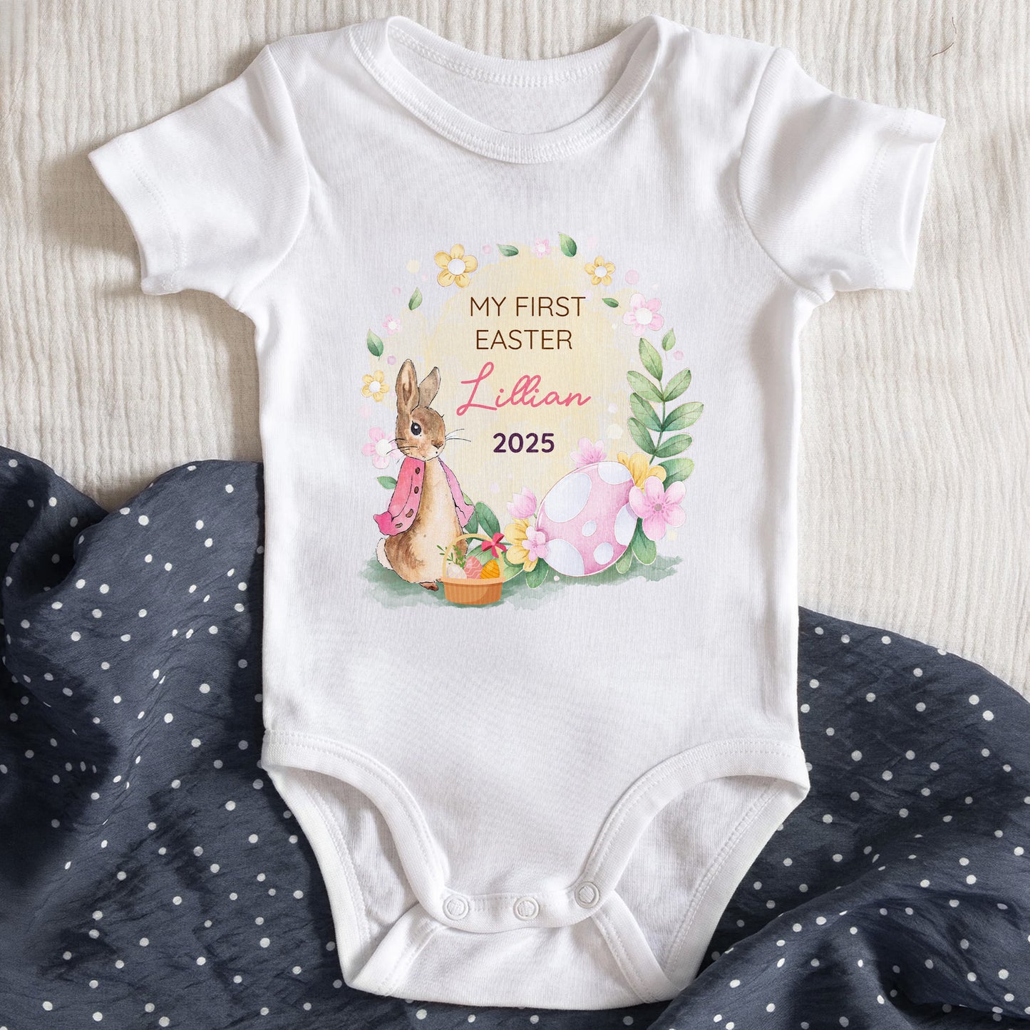 My First Easter, Rabbit and Easter Eggs Design
