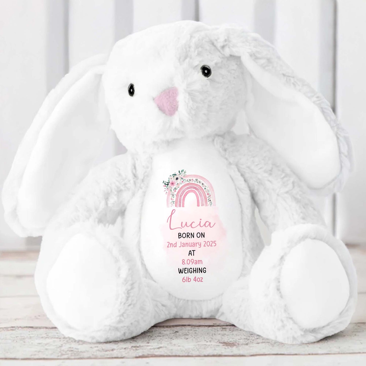 Celebrate The Joy Of A New Arrival, Rainbow And Flowers