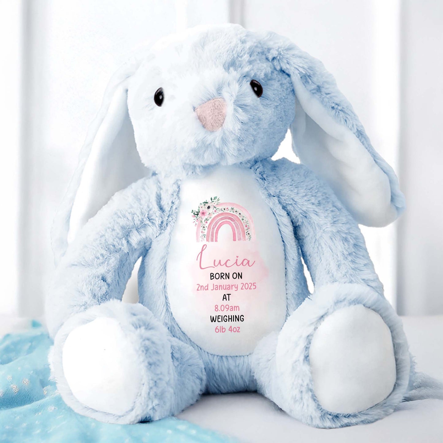Celebrate The Joy Of A New Arrival, Rainbow And Flowers