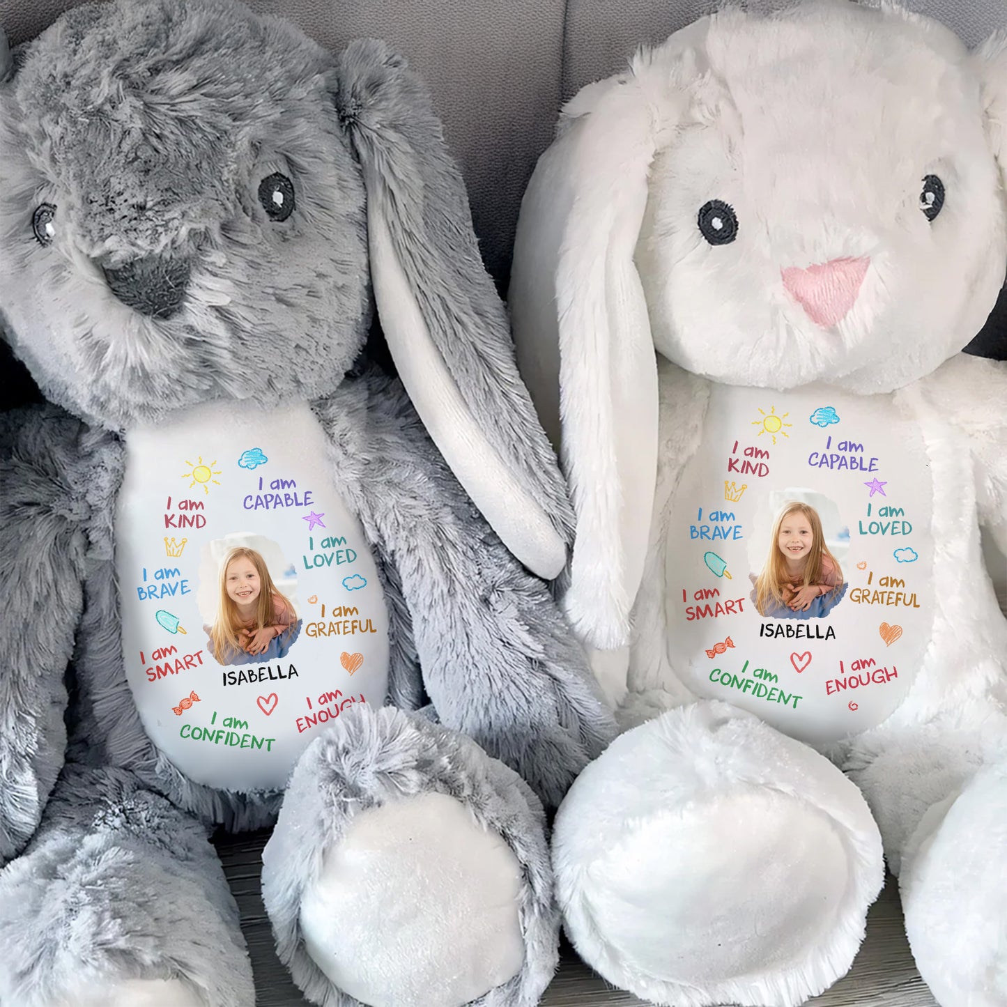 I Am Kind, Capable, Loved, Smart, Confident, Grateful, Enough, Stuffed Bunny