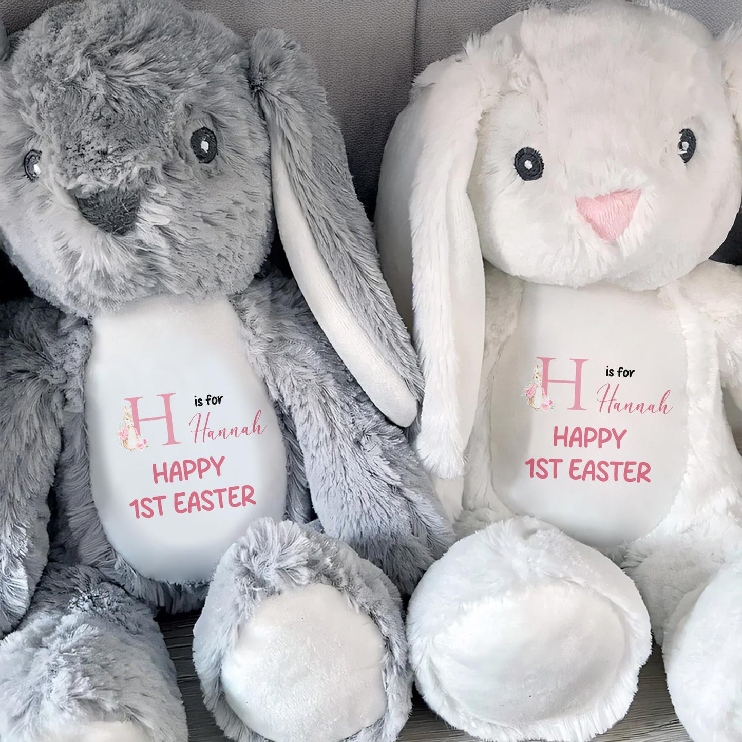 H is for Hannah Happy 1st Easter, Stuffed Bunny