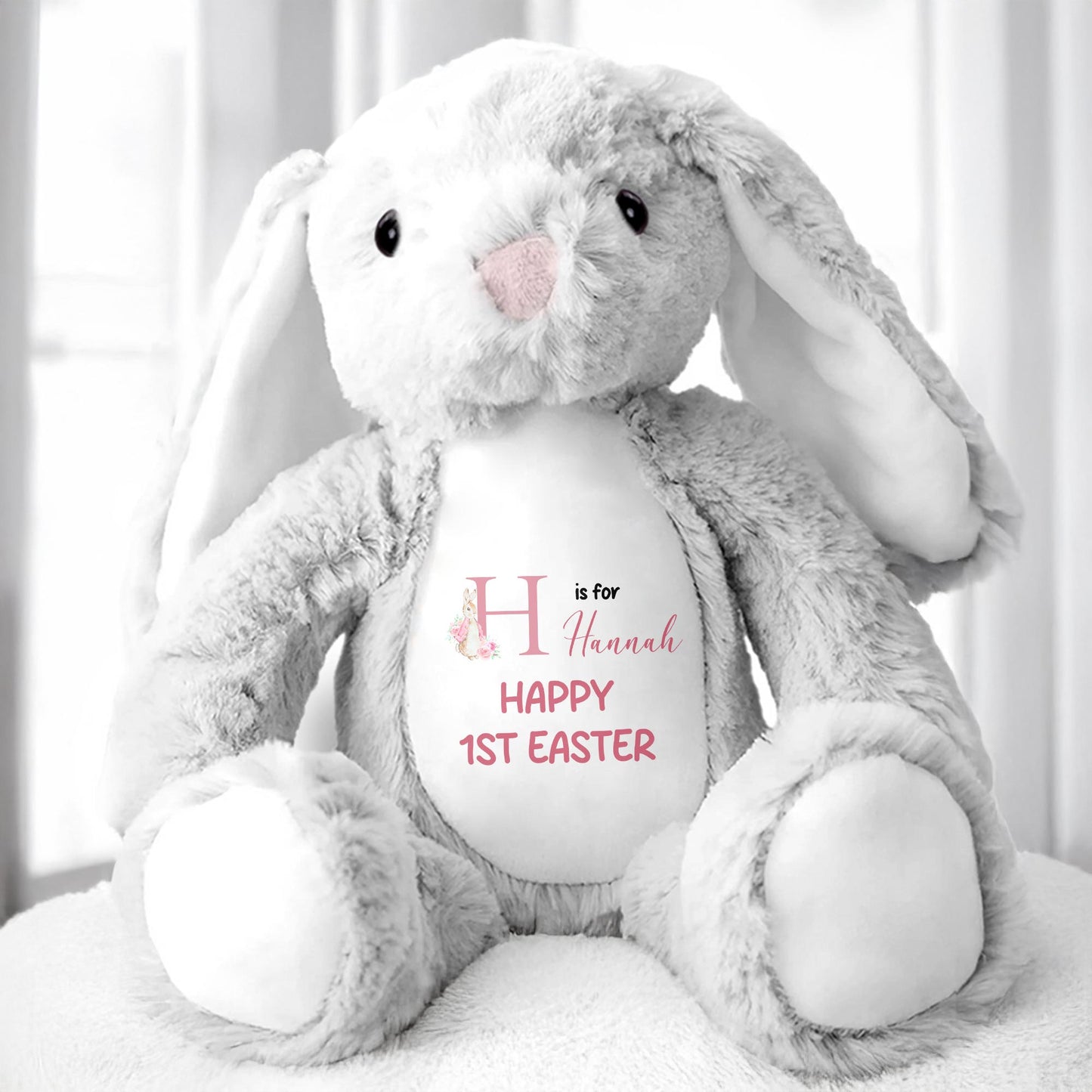 H is for Hannah Happy 1st Easter, Stuffed Bunny