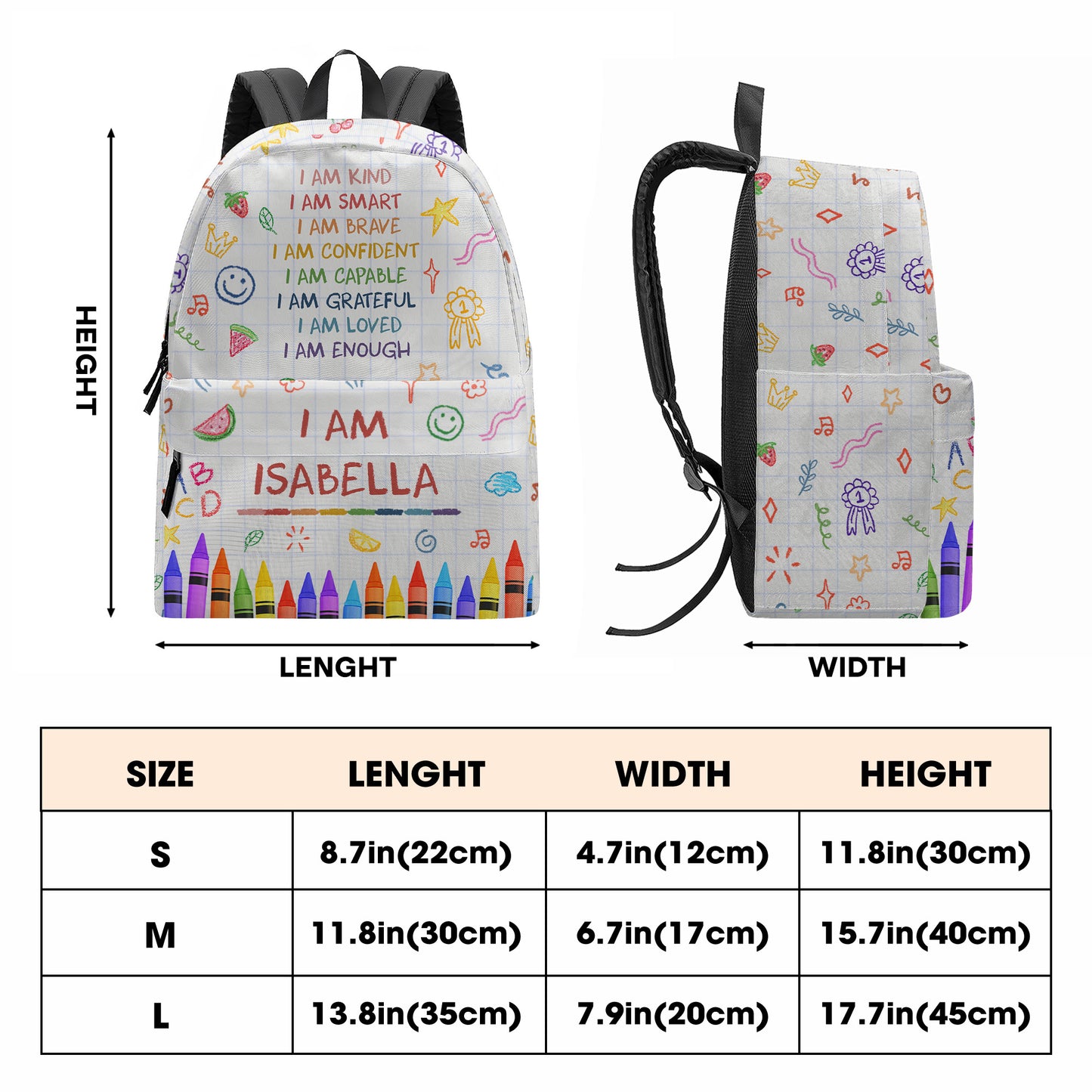 I Am Kind Smart Brave, Inspirational Backpack For Kids