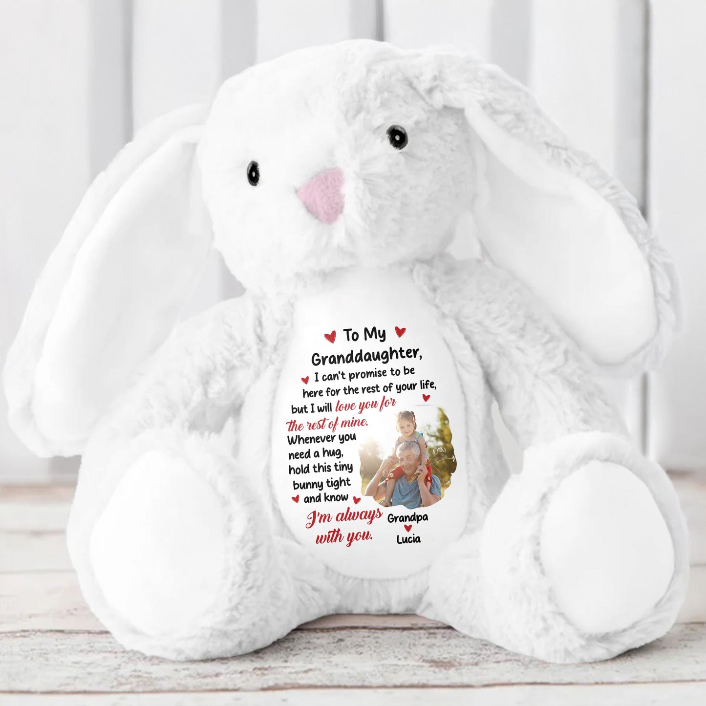 To My Granddaughter, I Can't Promise To Be Here, Stuffed Bunny
