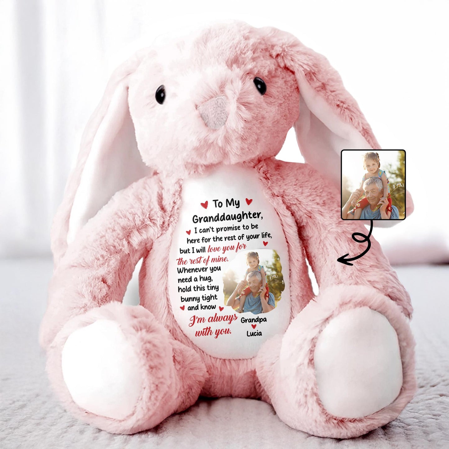 To My Granddaughter, I Can't Promise To Be Here, Stuffed Bunny